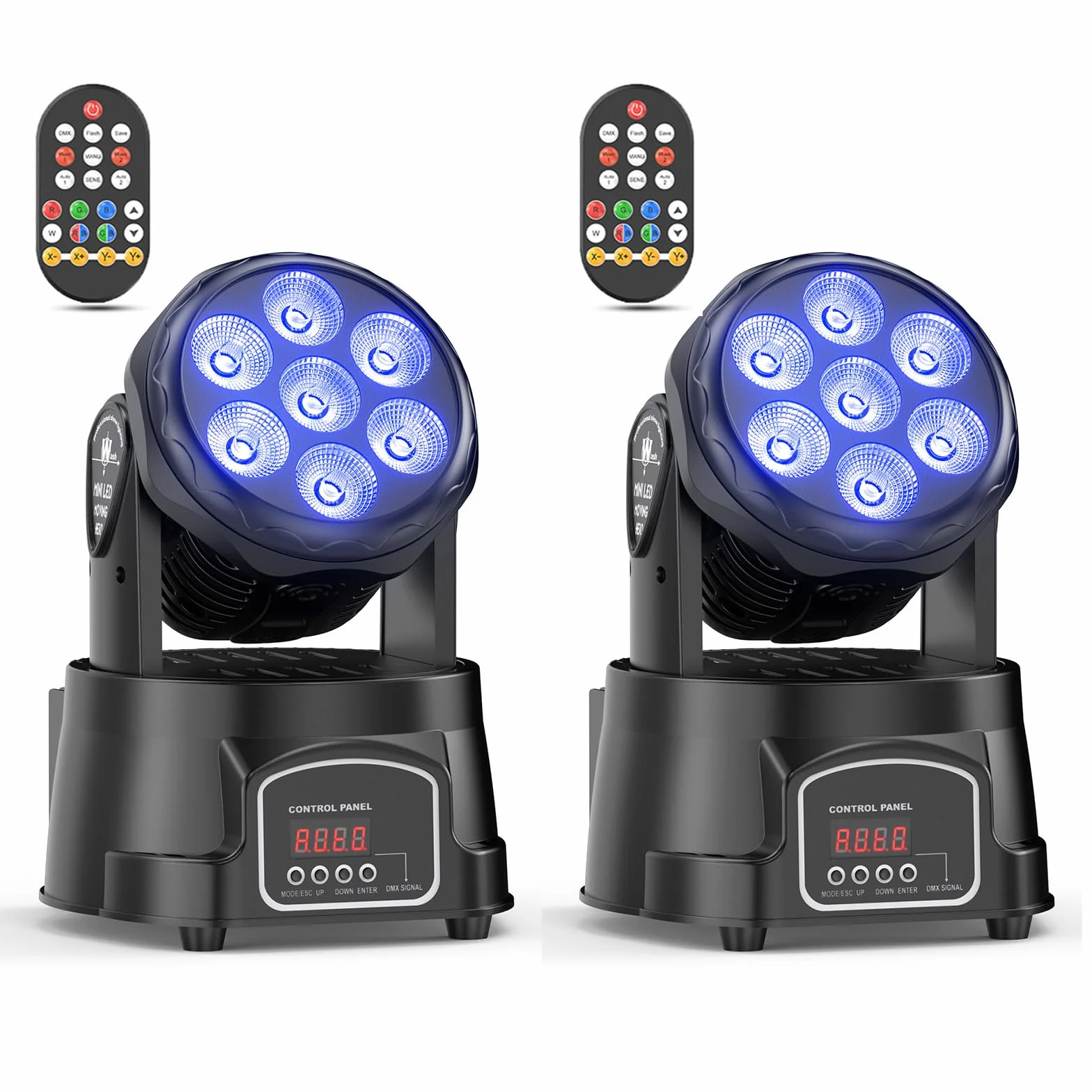 2 unità 7X15W Teste Mobili LED dmx512 Luce RGBW Luci da Discoteca con Telecomando per Halloween Party Club Bar Casa-Nuova Versione