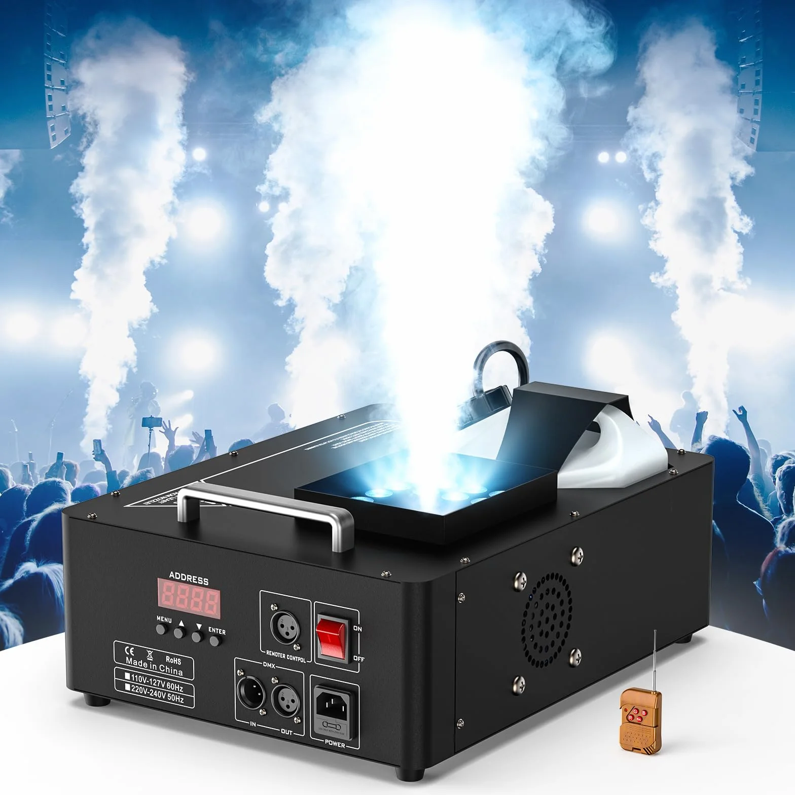 24 LED Macchina del Fumo Portatile, 1800W Macchine Fumo Discoteca Luci LED RGBW e Telecomando Wireless, Fog Machine per DJ Feste Nozze Halloween Natale e Effetti su Palco
