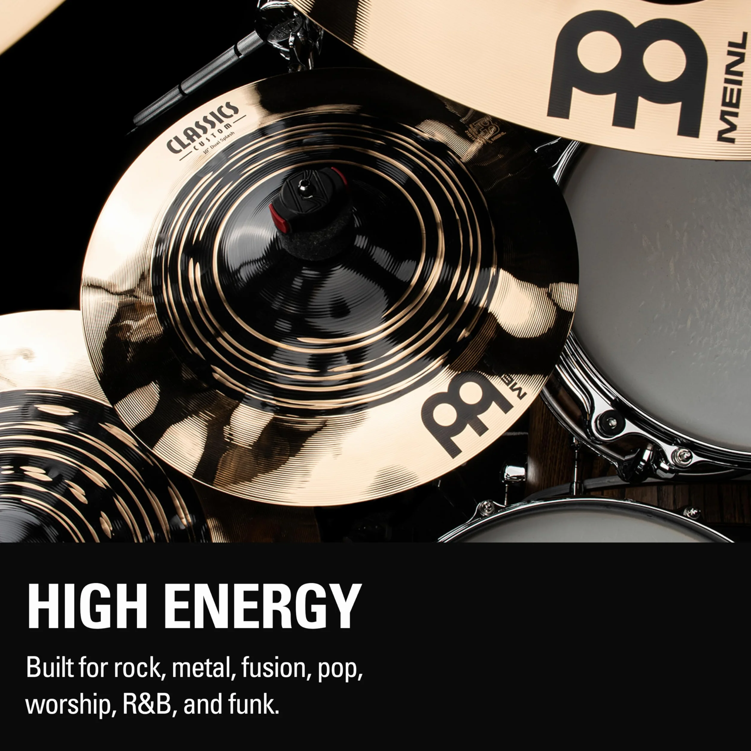 Meinl Cymbals Classics Custom Dual Piatto Splash 10 pollici (25,40cm) per Batteria - Bronzo B12, Finitura Scura e Brillante - Prodotto in Germania (CC10DUS)