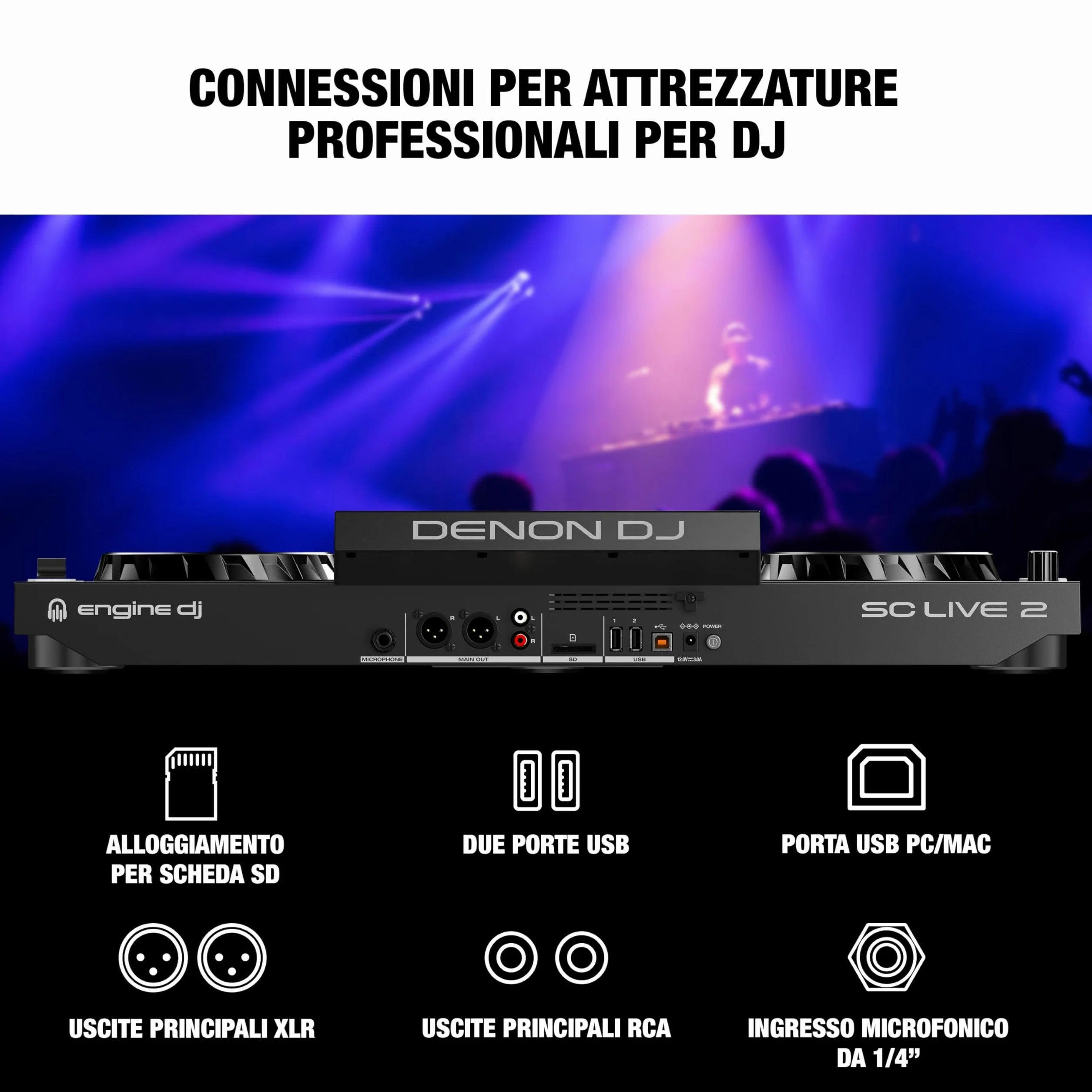Denon DJ SC LIVE 2 – Console DJ con streaming da Amazon Music, Schermo Touch da 7”, Wi-Fi, casse, supporto per Serato DJ & Virtual DJ