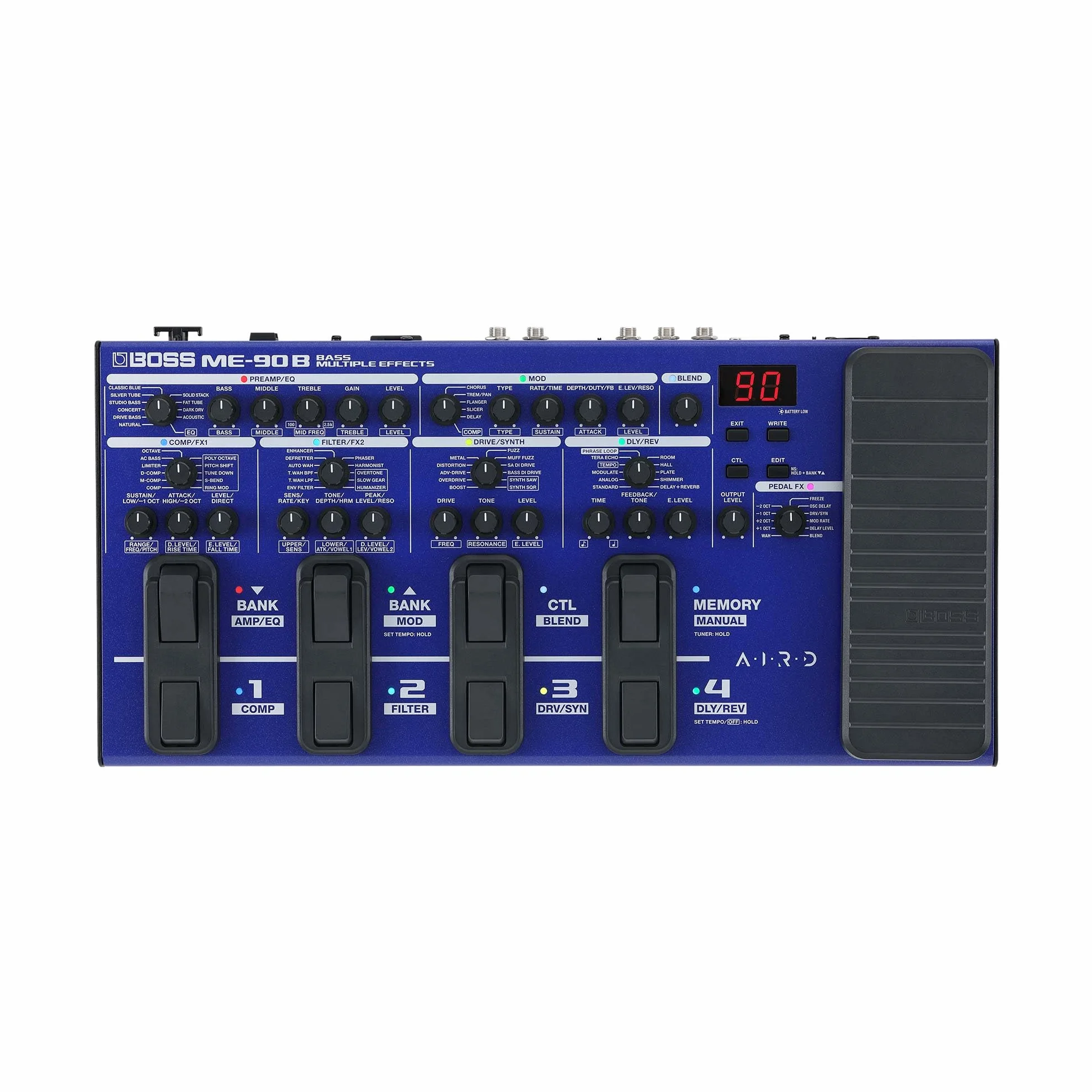 Multi-Effetto per Basso BOSS ME-90B | Processore Completo per il Basso | 10 Modelli di Ampli AIRD Interni | 61 Effetti derivati dalla Libreria di Effetti per Basso BOSS