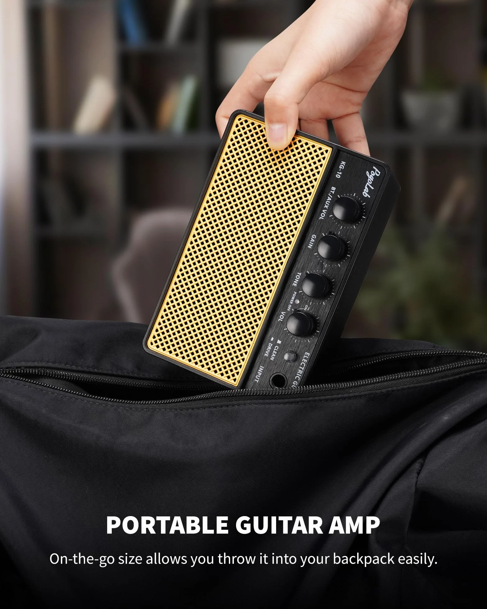POGOLAB Mini Amplificatore Chitarra 5W, Amplificatore Chitarra Elettrica Portatile Bluetooth con 2 Canali, Amplificatore per Basso Ricaricabile per Esercizi, Mini Amplificatore Esercizi