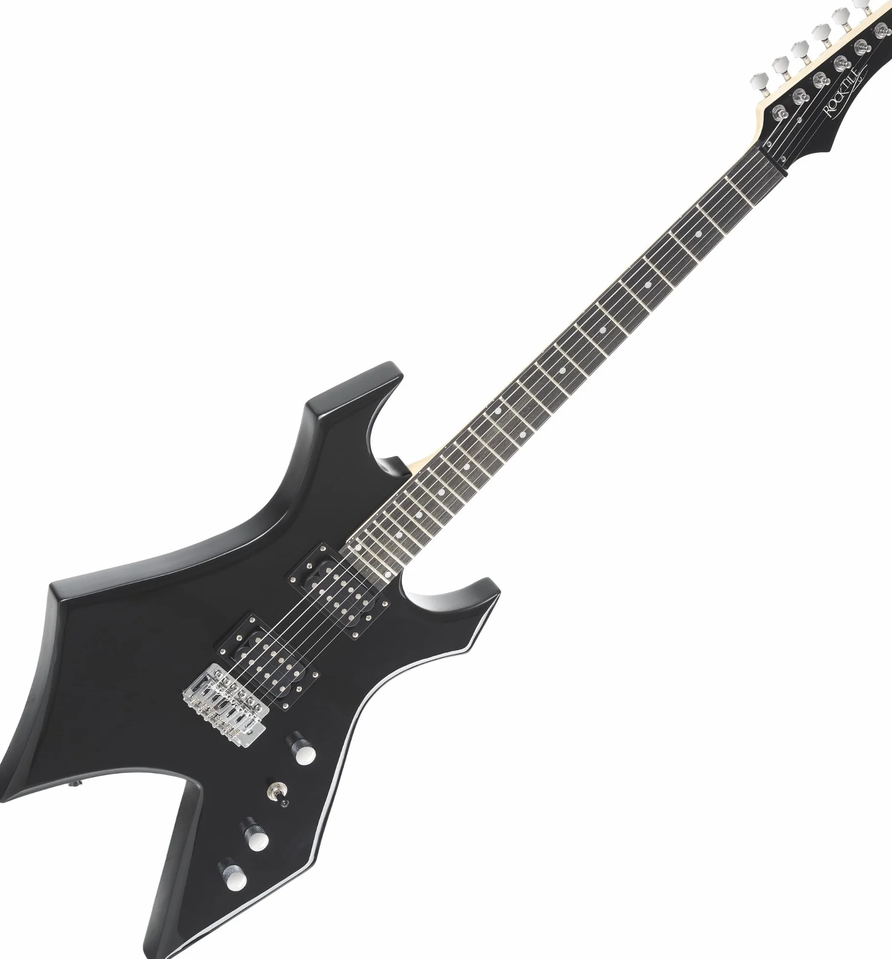 Rocktile Warhead E-Guitar - Rocktile Heavy-Series - Corpo: Tiglio - 2 Humbucker Pickup - 24 Tasti - Tastiera in legno duro selezionato - Vintage String Thru Tremolo - Black Gloss