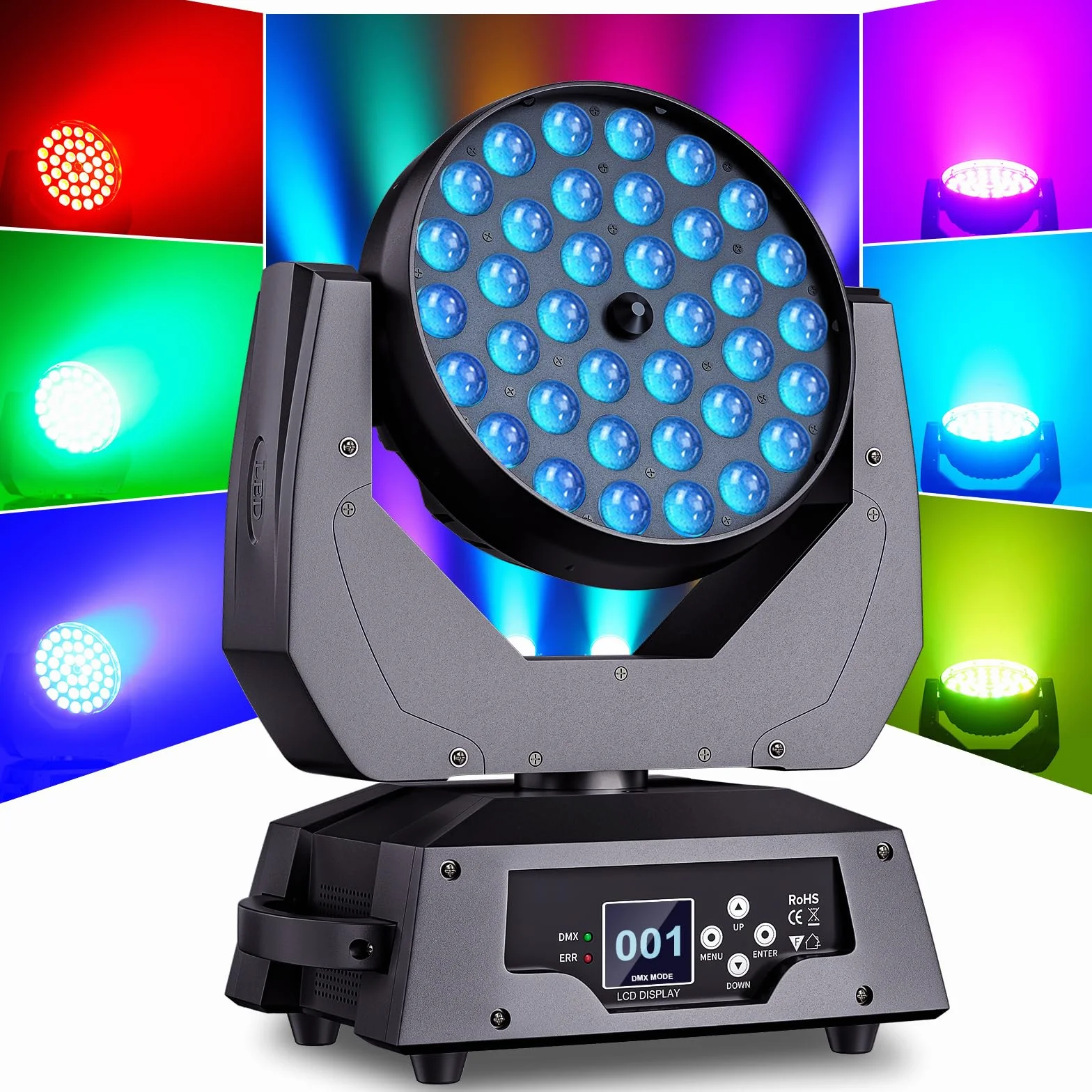 36 x 10W Teste Mobili RGBW LED Zoom Wash Luci Discoteca Spot Beam Luci da Palcoscenico Effetto Professionali DJ Disco Luce per Festa Club Natale