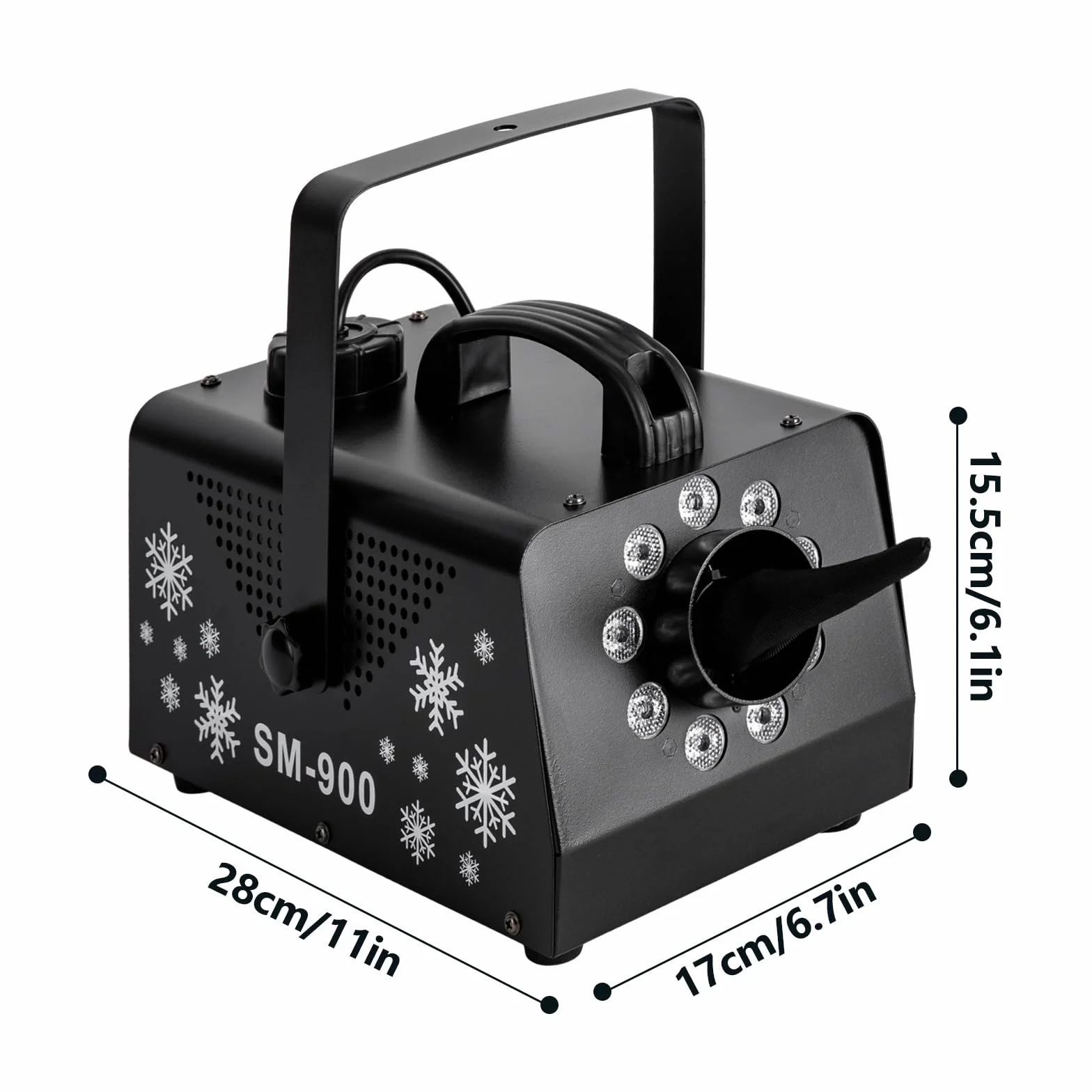Macchina da neve da 1200 W con telecomando, portatile, macchina per effetti, luci LED RGB per Halloween, Natale, feste, ecc