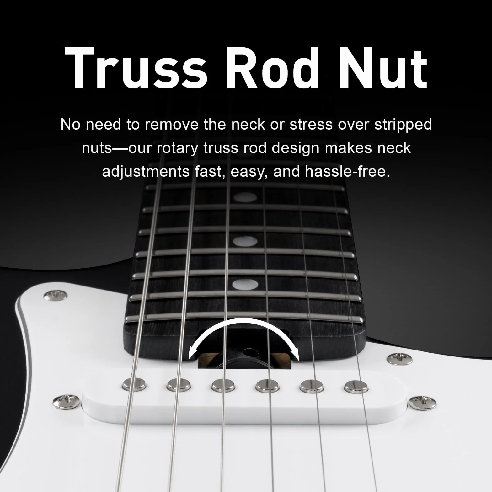 SONICAKE Chitarra Elettrica 39" Full-Size con Pickup Classici SSS, Corpo Leggero, Ponte Tremolo, Tasti Arrotondati e Truss Rod Regolabile QGT-10 (Nero)