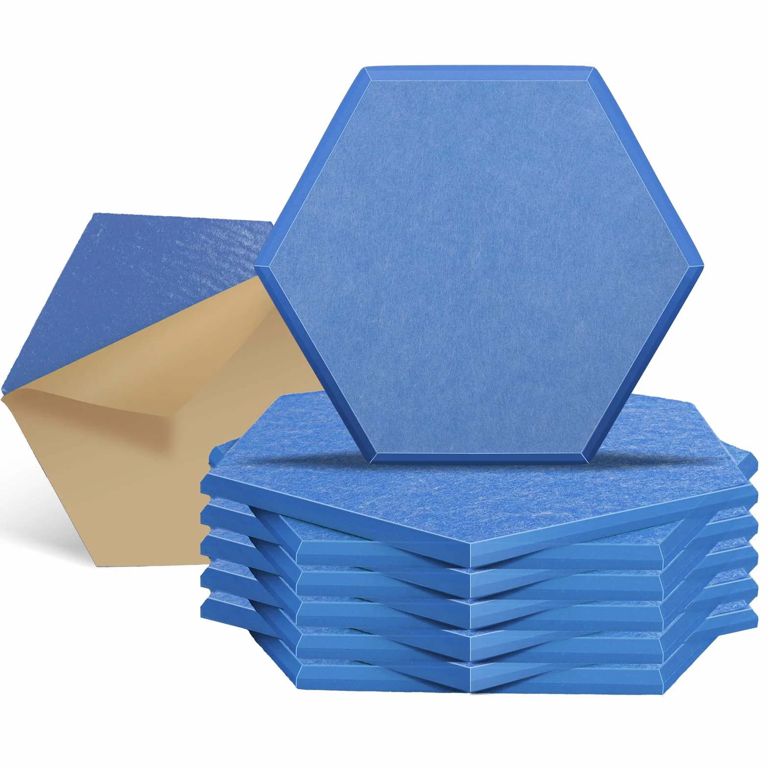 GUUSII HOME Pannelli Fonoassorbenti Pareti 30x25.5cm Esagonali Antirumore Poliestere Acustico 12 Pezzi Azzurro Cielo