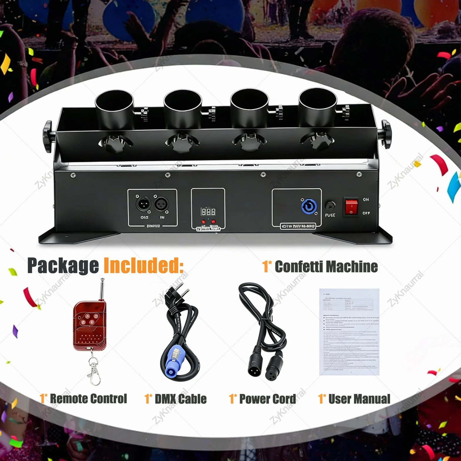 Macchina Lancia Coriandoli - Macchina per Effetti Coriandoli a 4 Teste, Macchina Elettrica per Cannone Coriandoli Con Dmx512 E Telecomando per Matrimoni, Spettacoli in Discoteca, Club, Palco