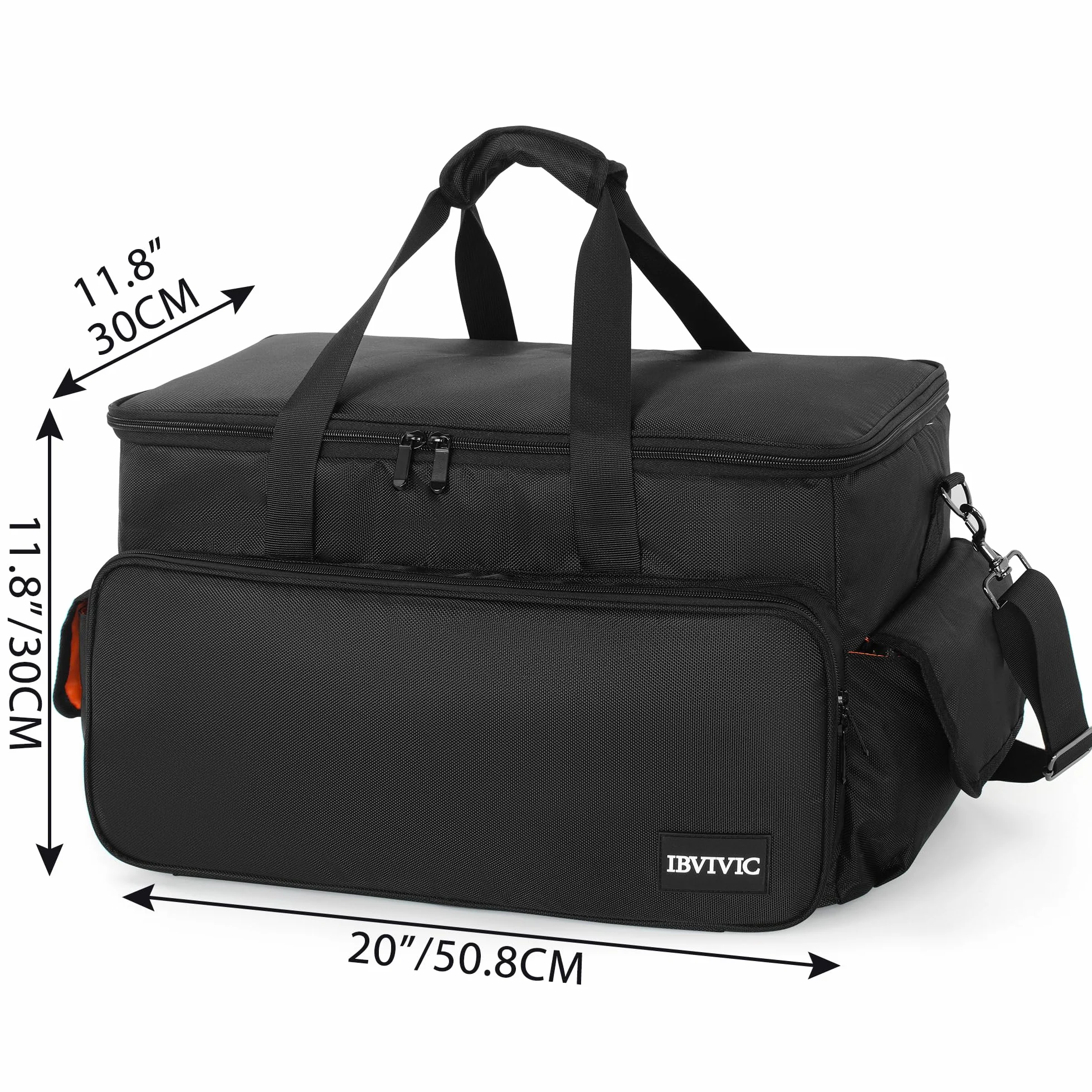 OUUTMEE Borsa per DJ, borsa portacavi, per attrezzatura musicale, 50 x 30 x 30 cm, fondo imbottito rimovibile e divisori, per attrezzatura DJ professionale, strumenti musicali e accessori