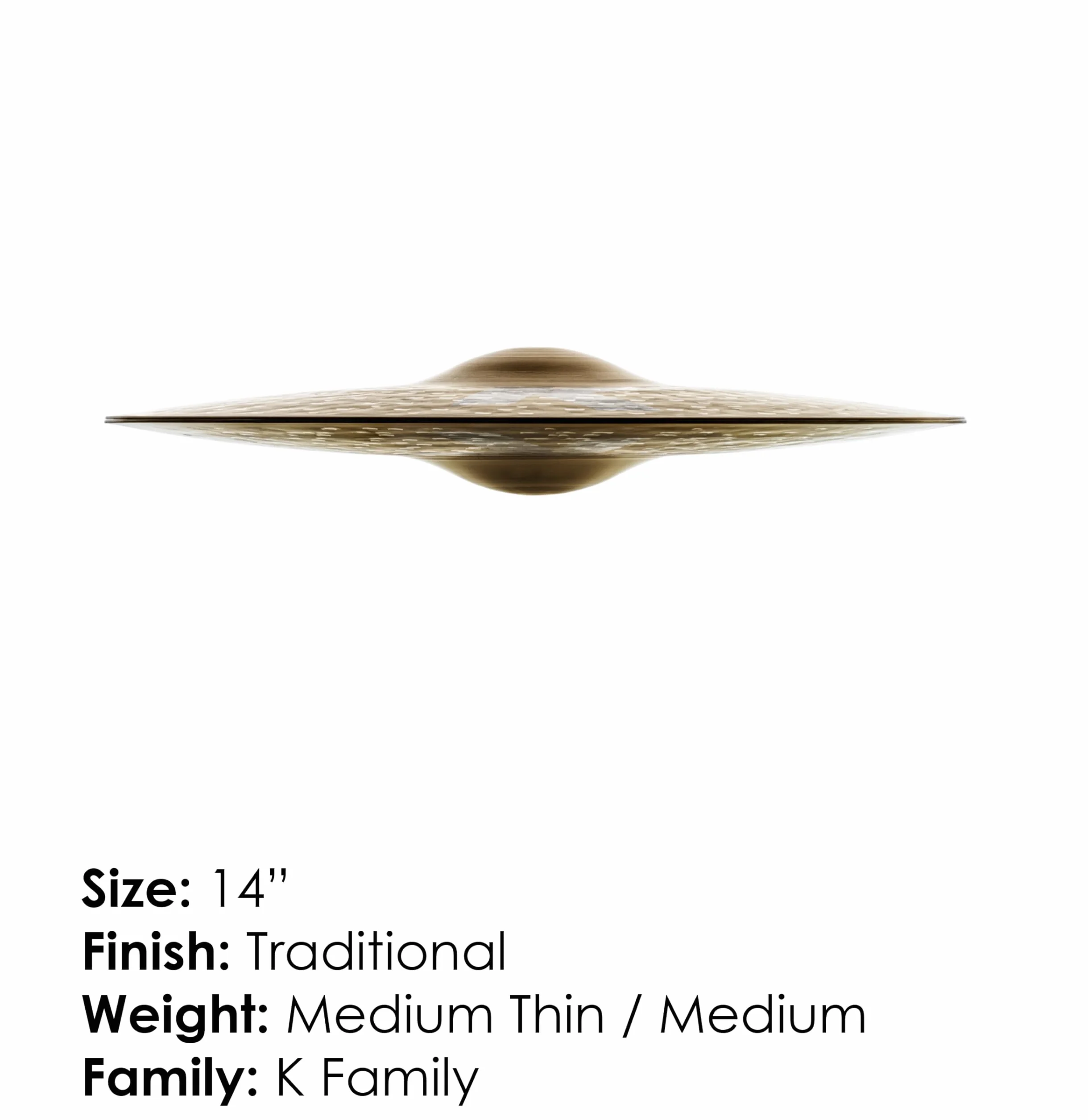ZILDJIAN | K Custom Dark Hi-Hat 14” in Bronzo B20, suono scuro, caldo e complesso; finitura tradizionale (K0943)