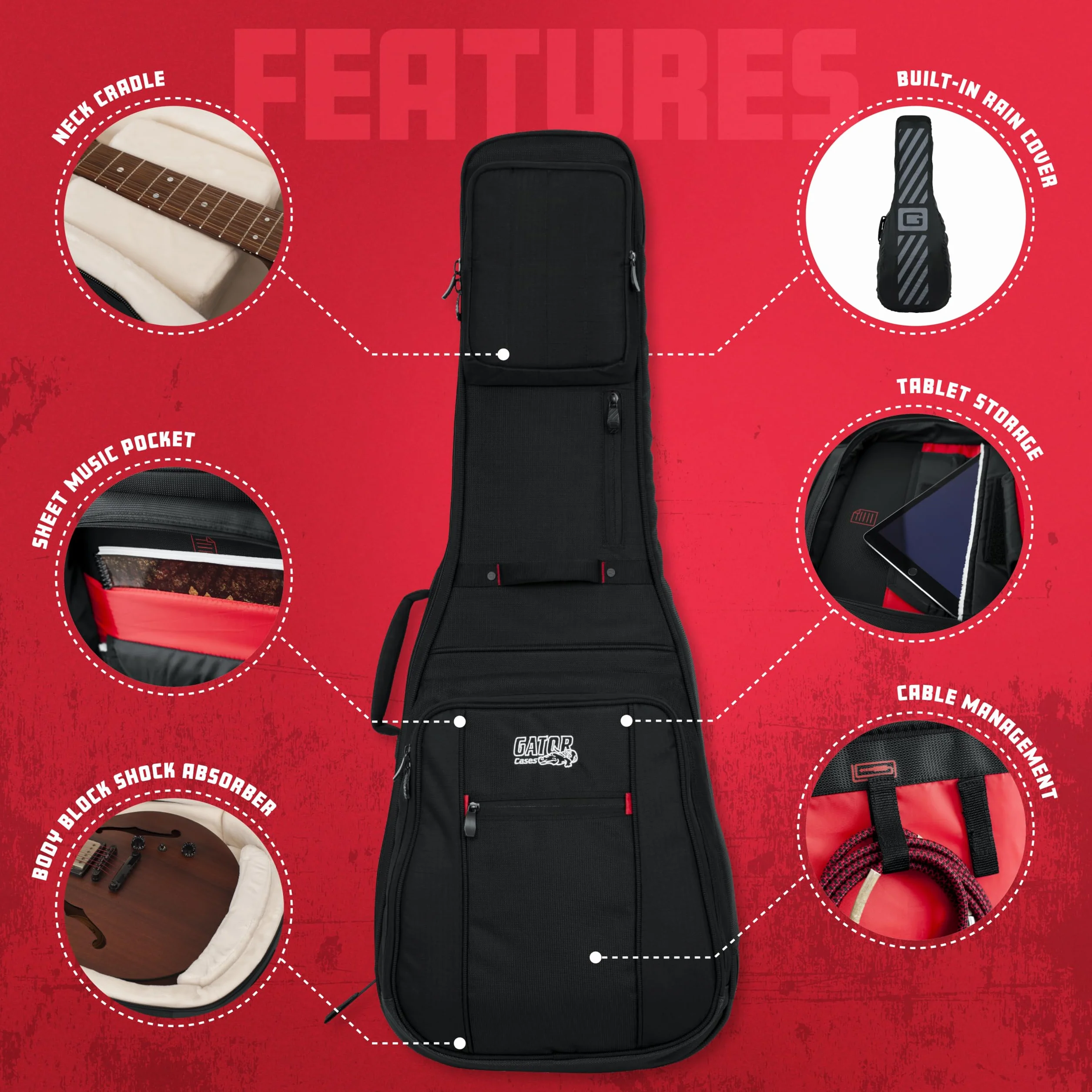 Gator CASES - Custodia Pro-Go Ultimate per chitarra; Adatta per chitarre stile 335 Semi Hollow o Flying V, Nero (G-PG-335V).