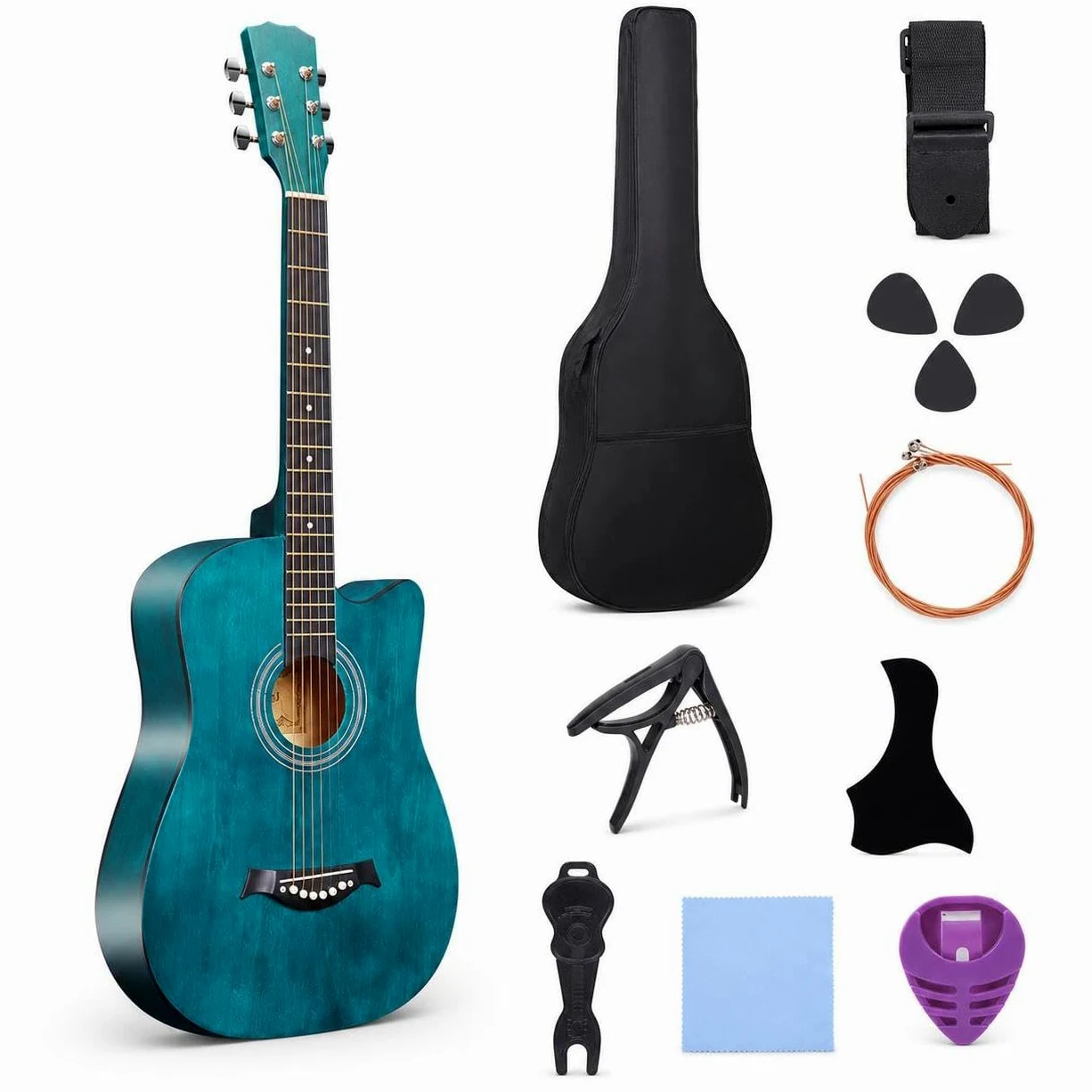 Chitarra Acustica 38 Pollici Chitarra Folk Chitarra Sei Corde Chitarra Principianti con Kit Avviamento Completo Inclusi, style to 2