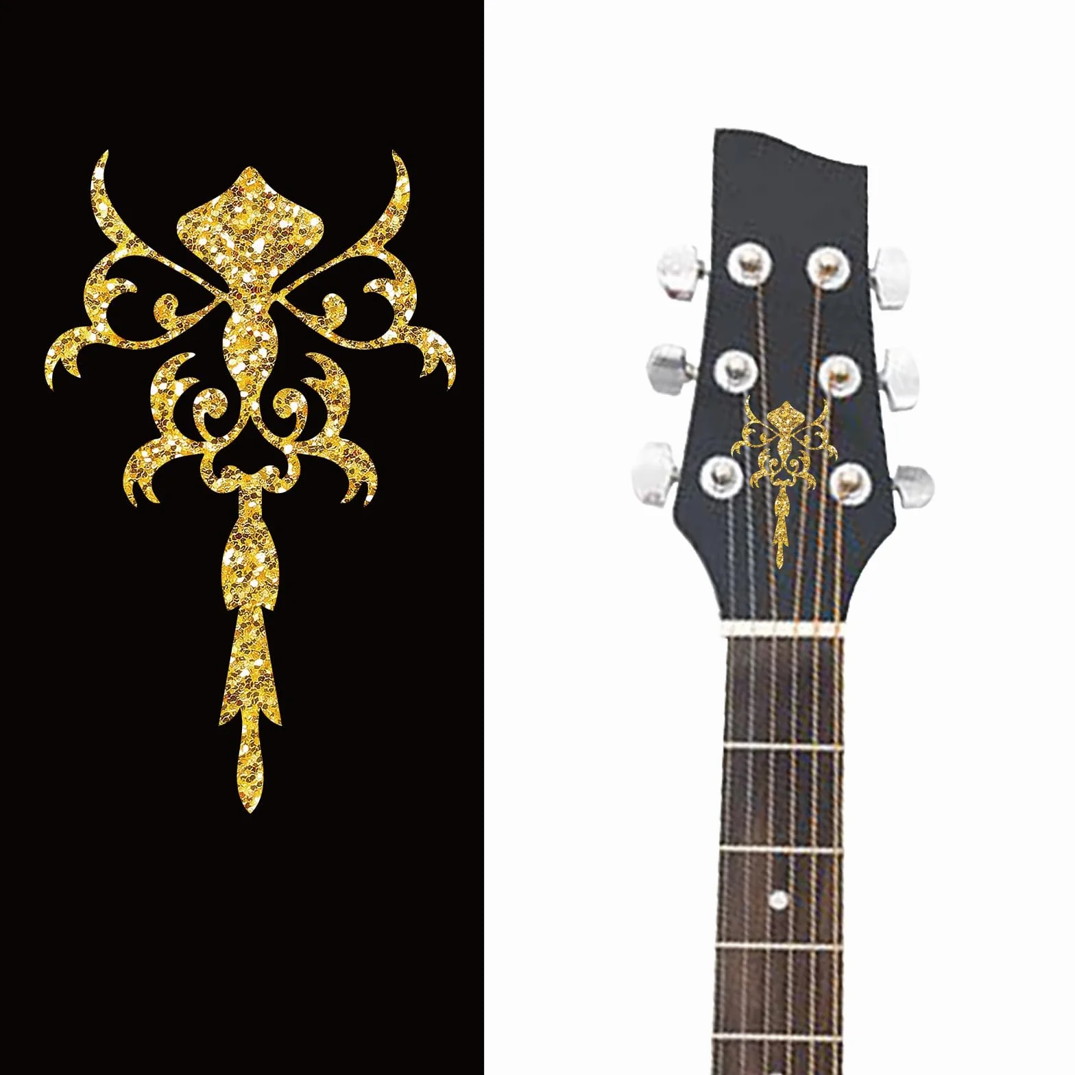 PLIGREAT 2 Pz Testa di Chitarra Adesivi Chitarra Guard Board Adesivi Fai da Te Chitarra Decor Regali Rimovibile Fiore Totem Decalcomanie per Chitarra Acustica Basso Strumento Musicale Shop Supplies