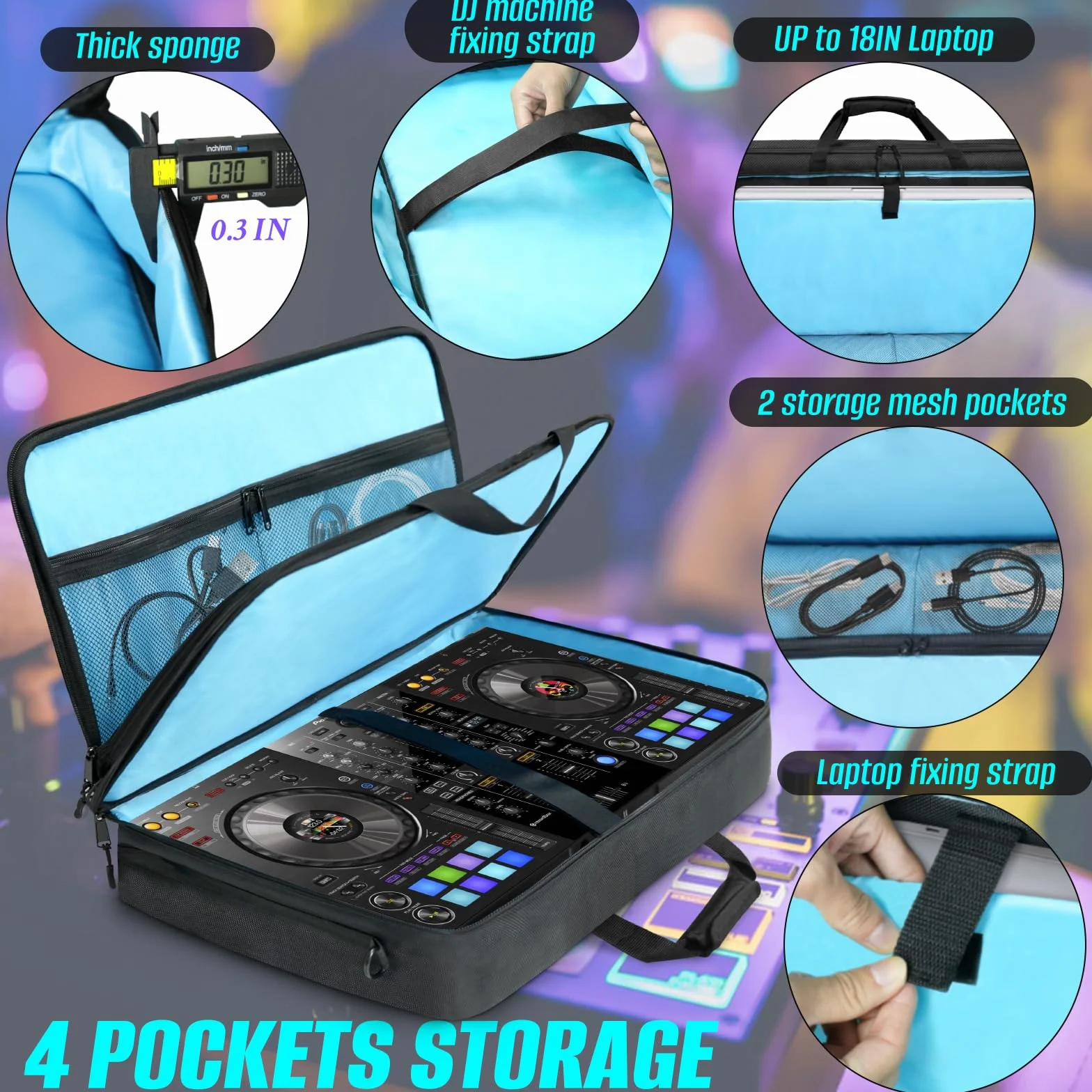 SUNDOY Borsa imbottita per controller DJ DDJ-FLX10, DDJ-GRV6, DDJ-REV5, DDJ-REV7, DDJ-FLX6-GT, DDJ-800, XDJ-RR, DDJ-1000SRT, RX, S8, DDJ SX, SX2, SX3, Inpulse 500