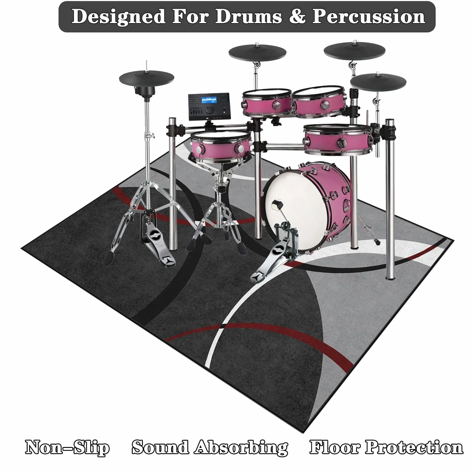 Tappetino Insonorizzato Batteria - Tappeto Professionale per Batteria e Strumenti a Percussione - Carpet Drum Mat - Tappeto per Batteria - Tappeto Antiscivolo Batteria Elettronica 100 x 80 cm