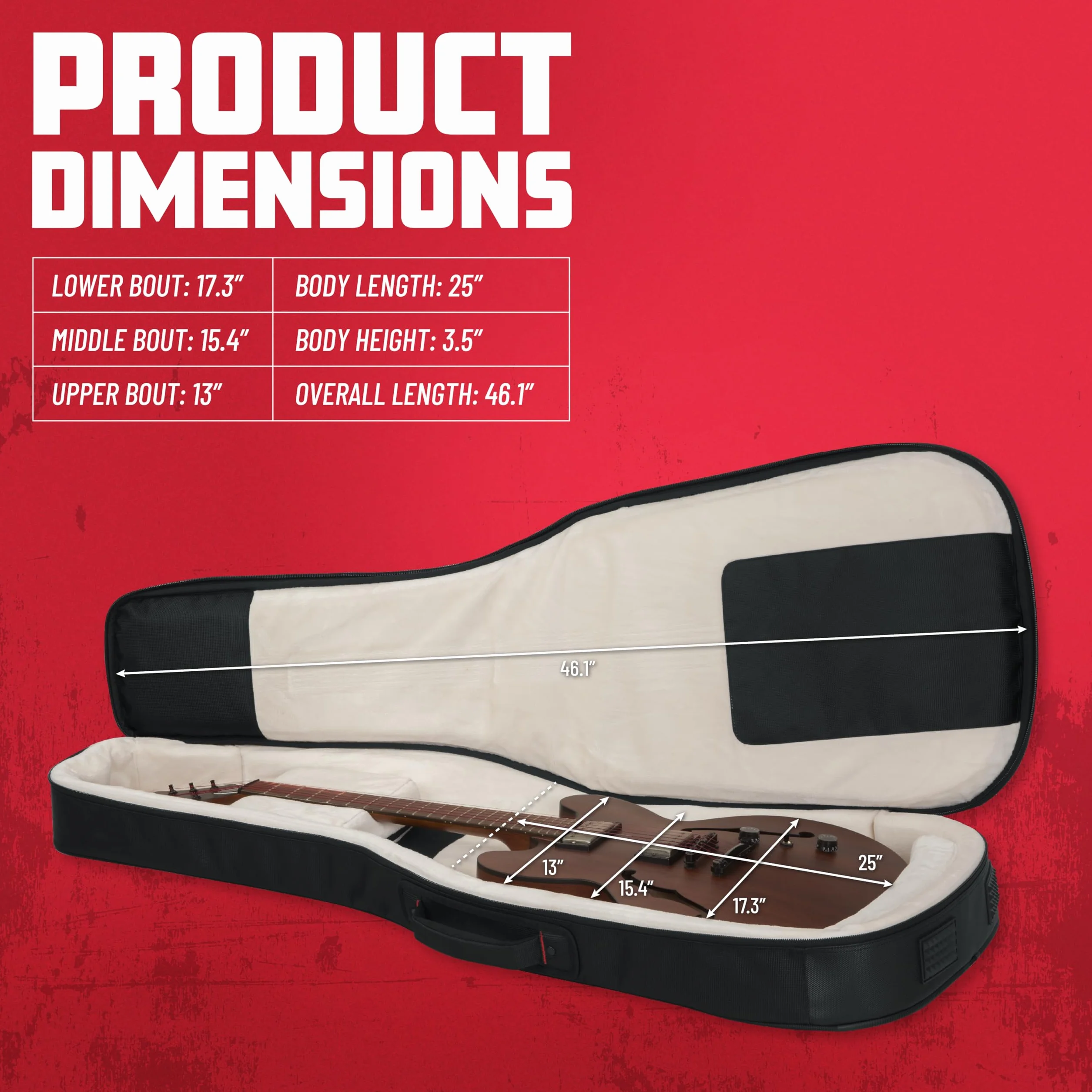 Gator CASES - Custodia Pro-Go Ultimate per chitarra; Adatta per chitarre stile 335 Semi Hollow o Flying V, Nero (G-PG-335V).