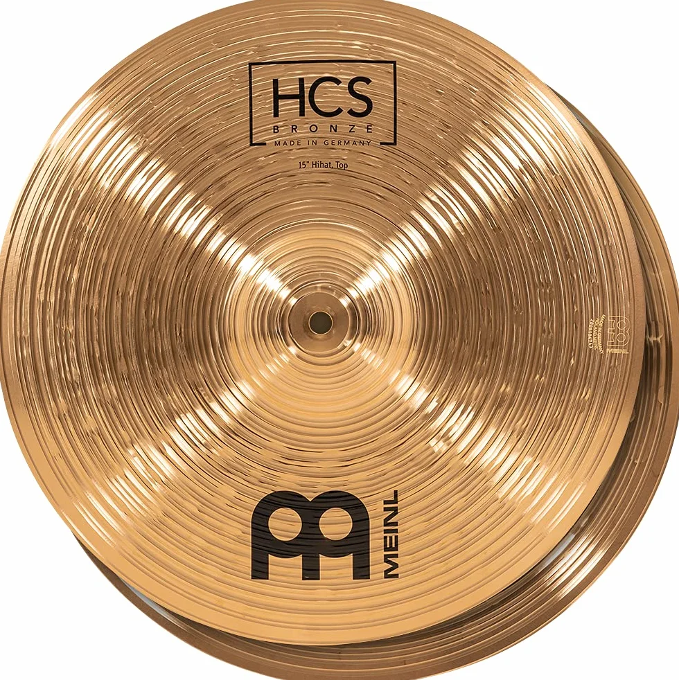 Meinl Cymbals HCS Bronze Piatto Hihat / Charleston 15 pollici (38,10cm) per Batteria – Coppia – Bronzo B8, Finitura Tradizionale, Prodotto in Germania (HCSB15H)