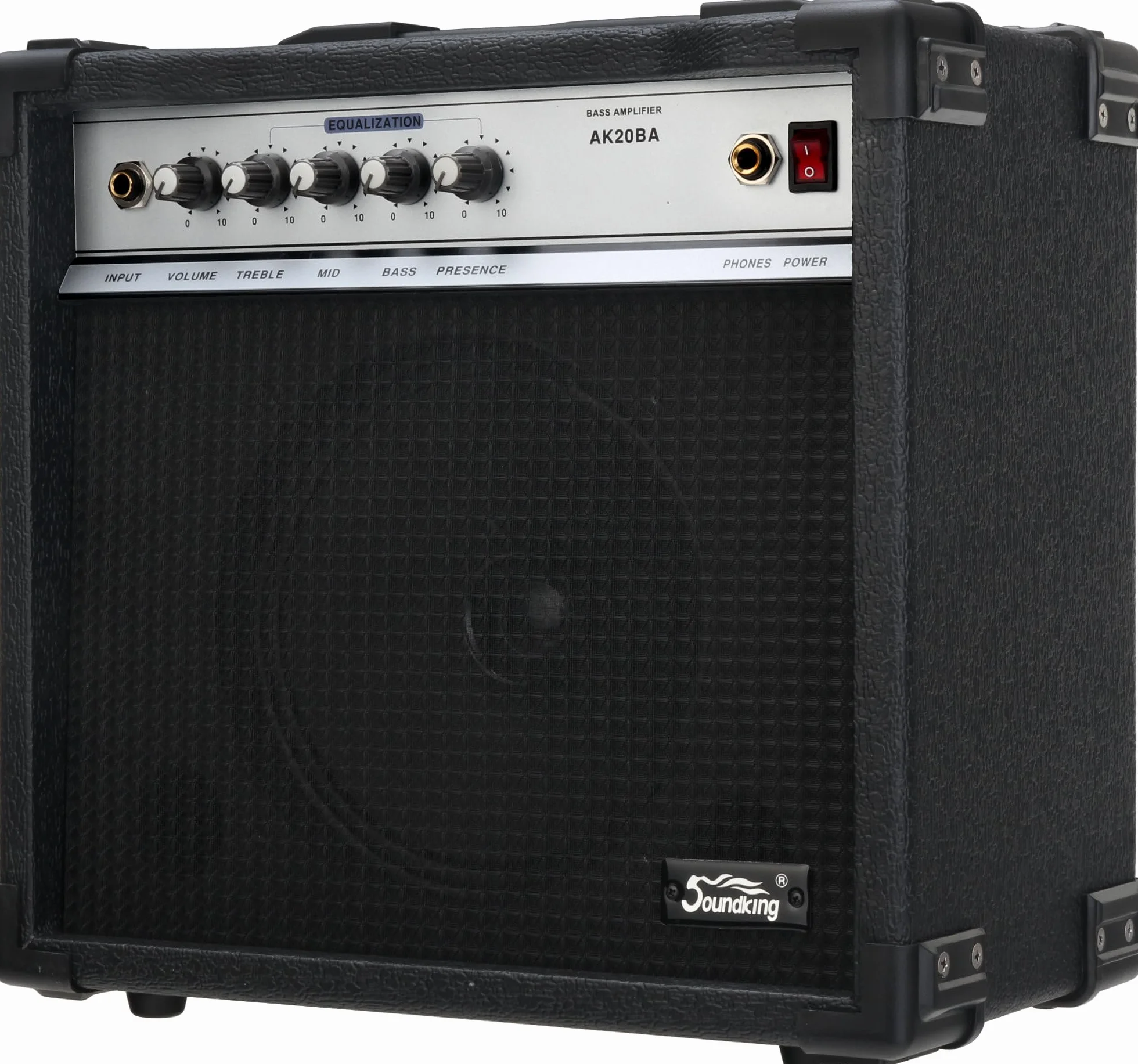 Soundking AK20BA Amplificatore Basso 20W RMS - Equalizzatore 4 bande - Speaker 8" - Uscita cuffie & pedale - Combo ideale per principianti con angoli protettivi robusti.