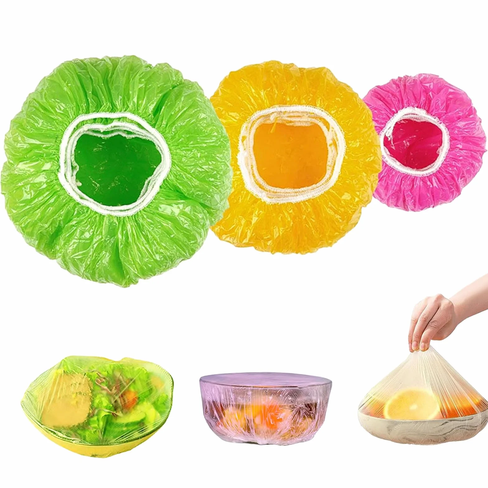 90 Pezzi Coprivivande Plastica Riutilizzabile Coperchi in Plastica Morbida Ciotole Cuffie per Alimenti Cucina Copri Alimenti con Elastico Cuffie Copri Vivande per Conservare Fresca la Frutta