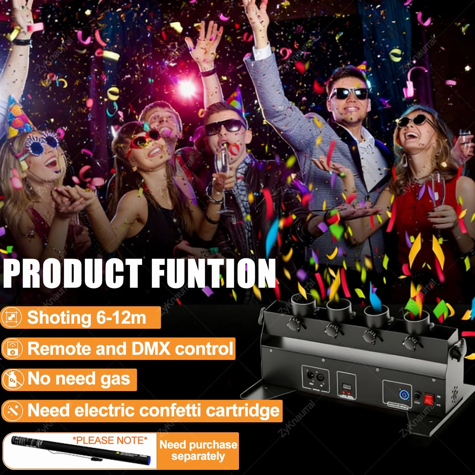 Macchina Lancia Coriandoli - Macchina per Effetti Coriandoli a 4 Teste, Macchina Elettrica per Cannone Coriandoli Con Dmx512 E Telecomando per Matrimoni, Spettacoli in Discoteca, Club, Palco