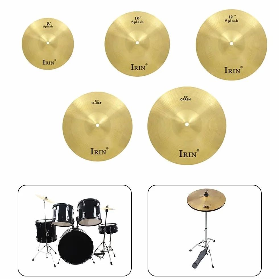 Piatto da percussione in ottone per percussioni Splash Crash Hi-Hat per principianti e professionisti (35,6 cm) (35,6 cm)