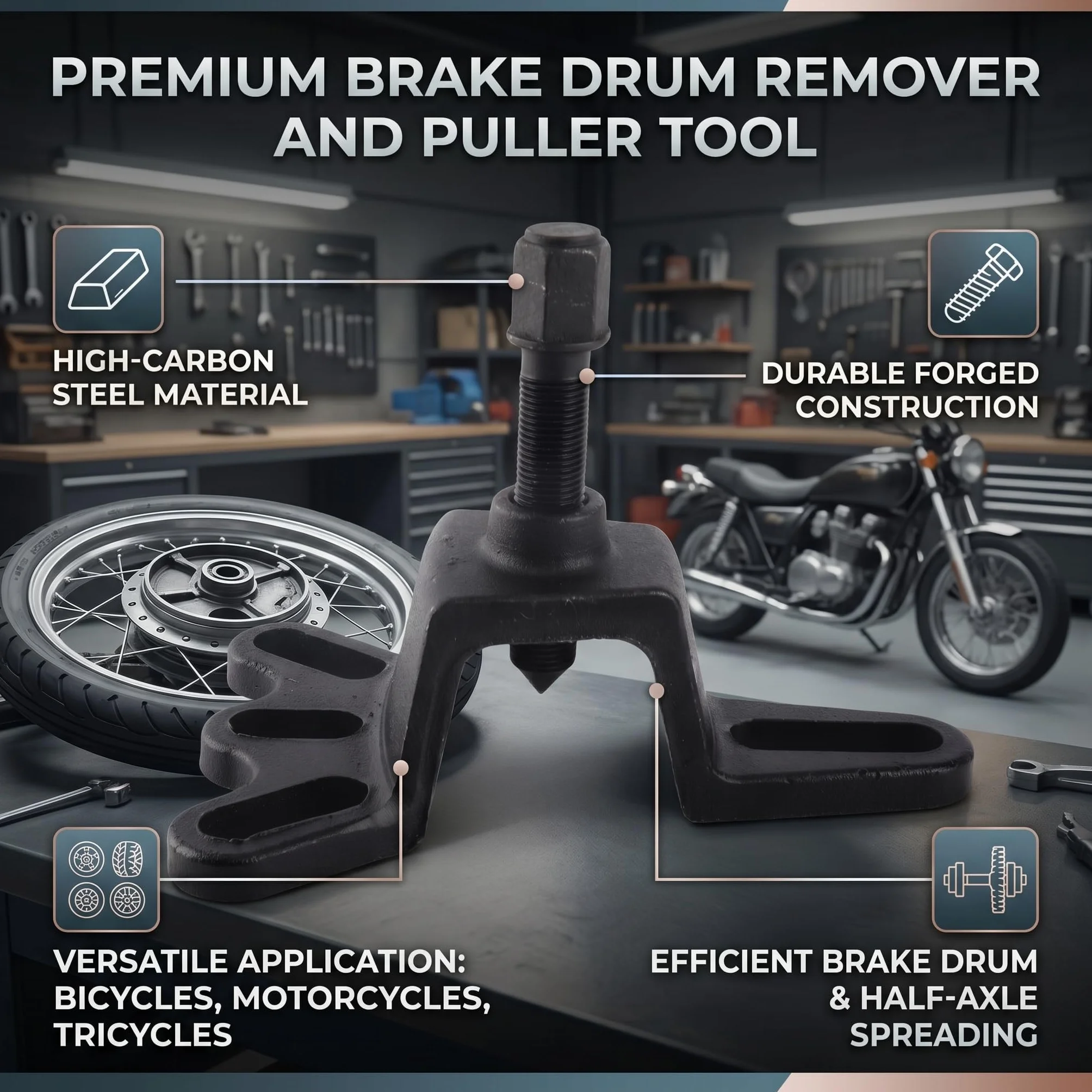 Kit Estrattore per Semialbero in Acciaio al Carbonio Rimozione Asse e Tamburo Freno per Spargitrice Macchine Agricole e Manutenzione Mezzi Pesanti