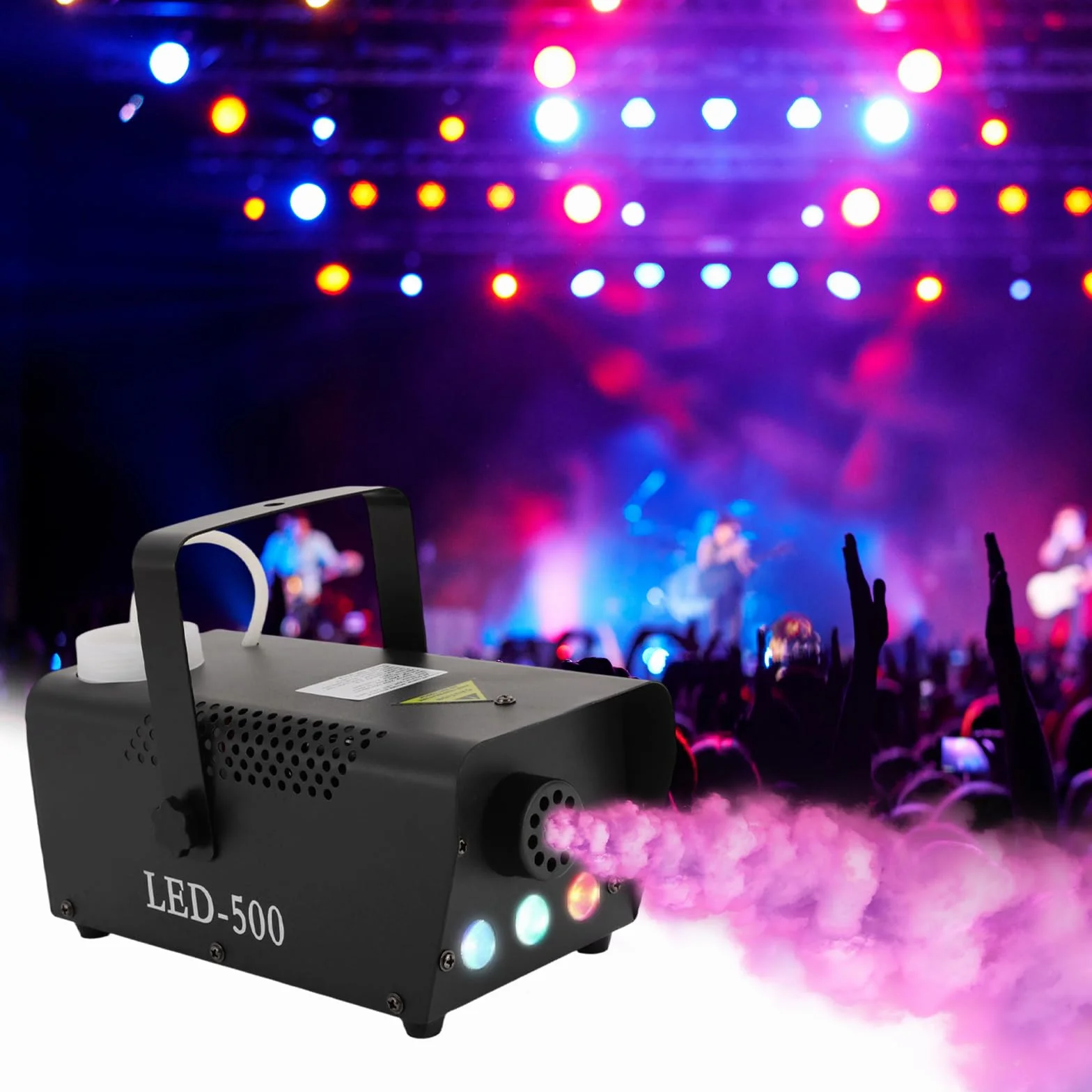 Macchina per il fumo da 500 W, con telecomando wireless e luce LED, adatta per DJ discoteca, Halloween, Natale, feste di nozze e spettacoli sul palcoscenico, ecc