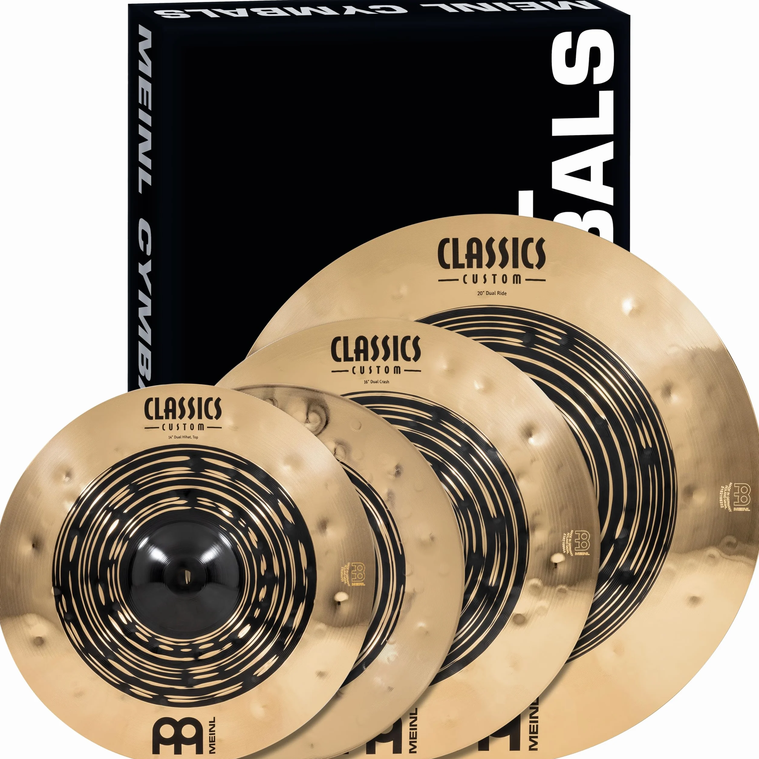 Meinl Cymbals Classics Custom Dual Set Box Pack di Piatti completo (35,56-50,80cm) per Batteria - Bronzo B12, Finitura Scura e Brillante (CCDU141620)