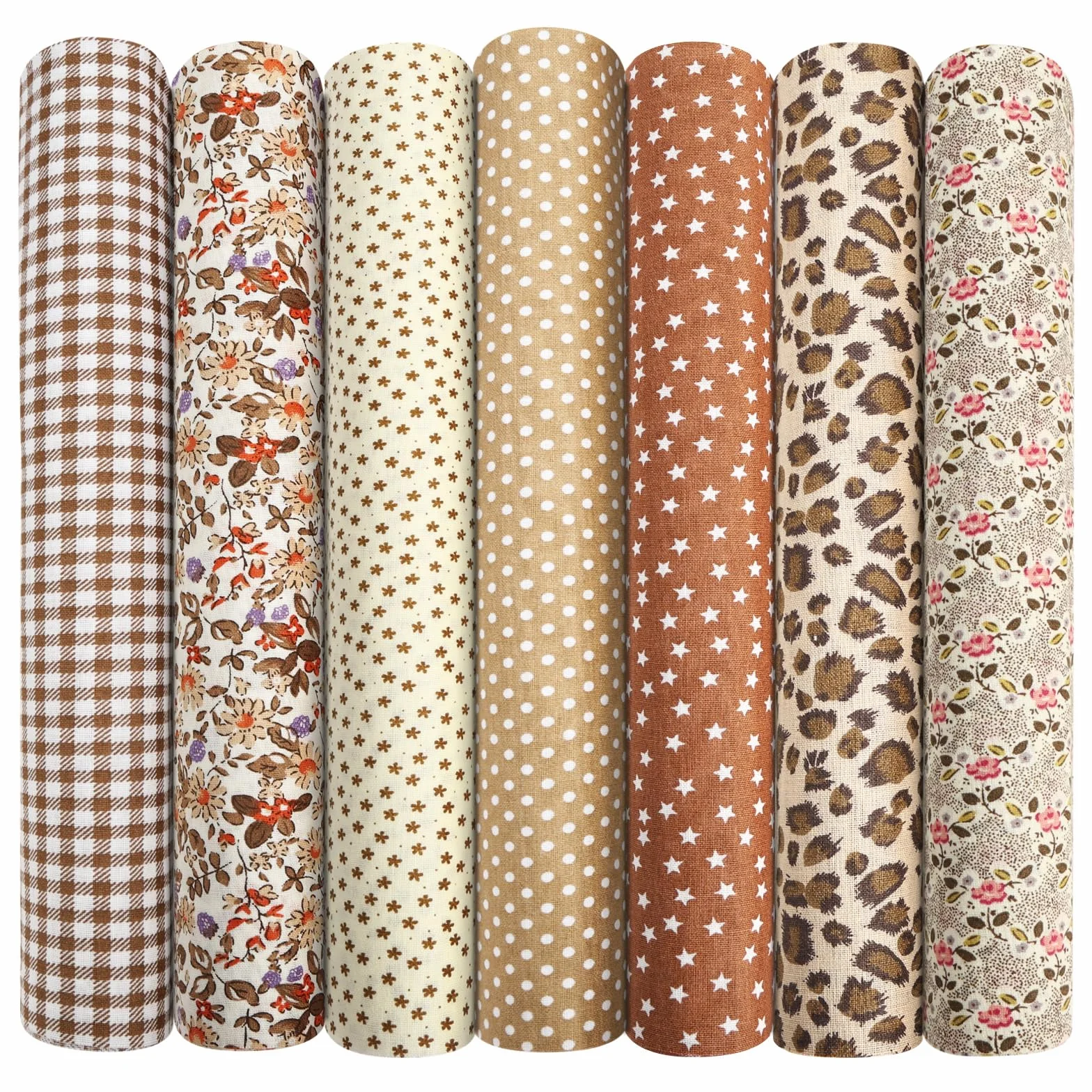 Aucuu 7PCS Tessuto, 50 * 50cm Patchwork Cotone Tessuto, DIY Handmade Quilting Tessuti, Materiale Morbido, Artigianato Fai da te e Decorazioni per la casa