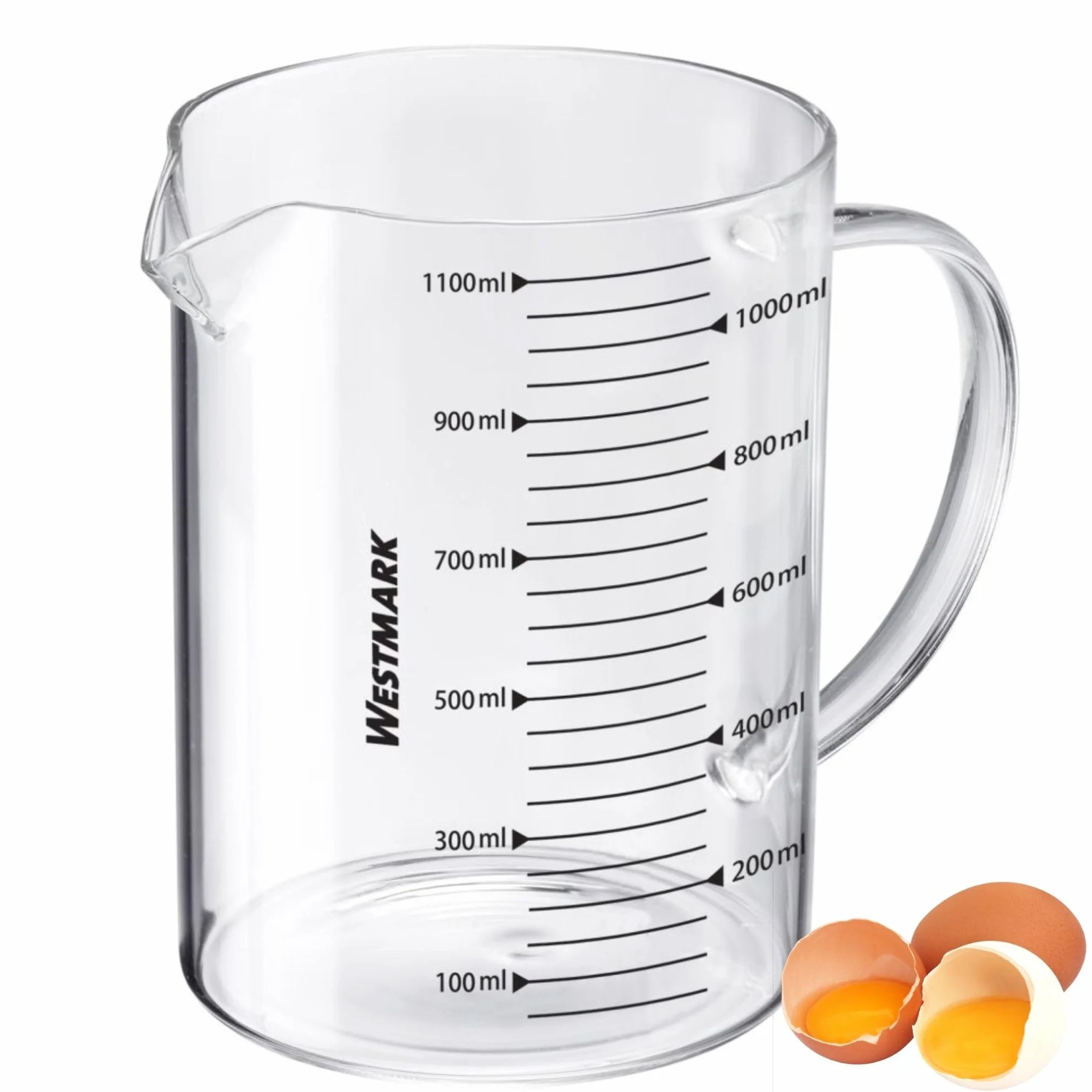 Westmark Brocca dosatrice in vetro - Ideale per misurare ingredienti per dolci e cottura, adatta a microonde, resistente alle temperature, manico ergonomico - 1,1 litri