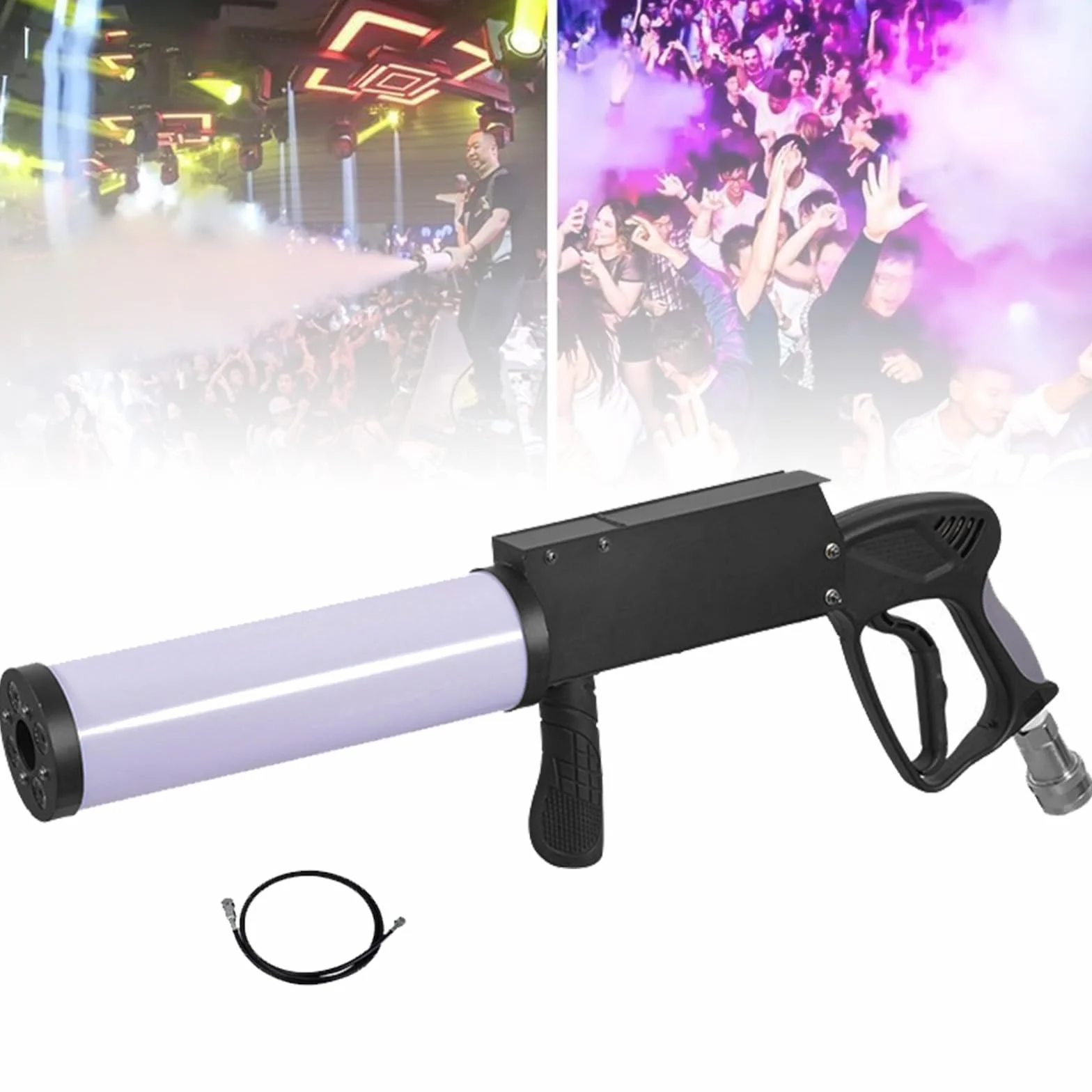 Pistola A Colonna D'Aria Co2 Portatile A Led (Spray 8-10M), Pistola Co2 Dj/Pistola Cannone Co2, Pistole Fumogene A Getto Co2, Per Discoteche, Feste Di Matrimonio, Concerti Dj Dal Vi-vo