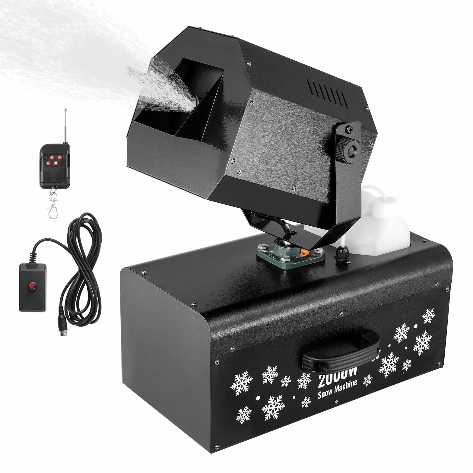 VEVOR Macchina per Neve 2000 W, Macchina Oscillante per Produrre Neve, Macchina per Fiocchi Neve con Telecomando Cablato e Wireless Serbatoio 5 L, Macchina Neve Finta per Feste di Natale Matrimoni