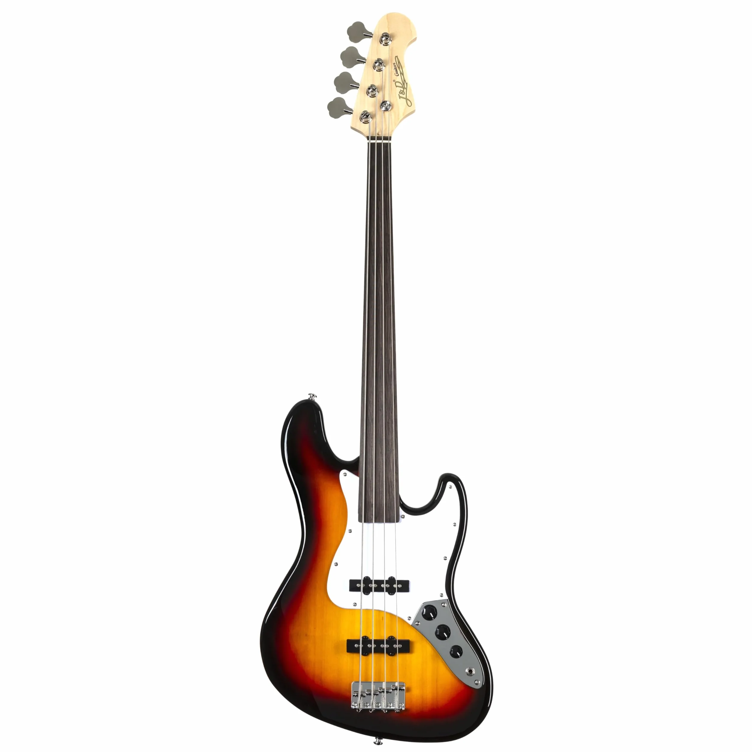 J & D JB Fretless Bass (3-Tone Sunburst) - Basso elettrico a 4 corde