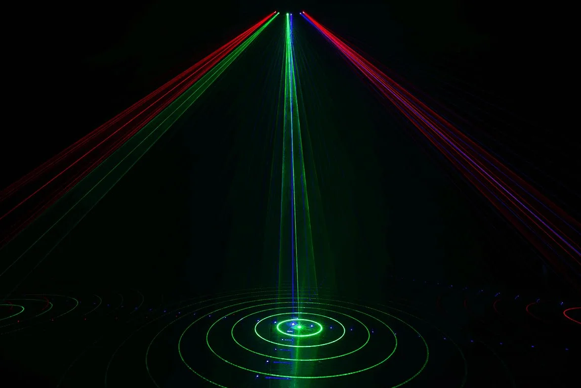 ALGAM LIGHTING - SPECTRUM SIX RGB - Laser d'Animazione 6 Raggi 360mW RGB - Laser Class 3B - IP20-300 x 210 x 140 mm