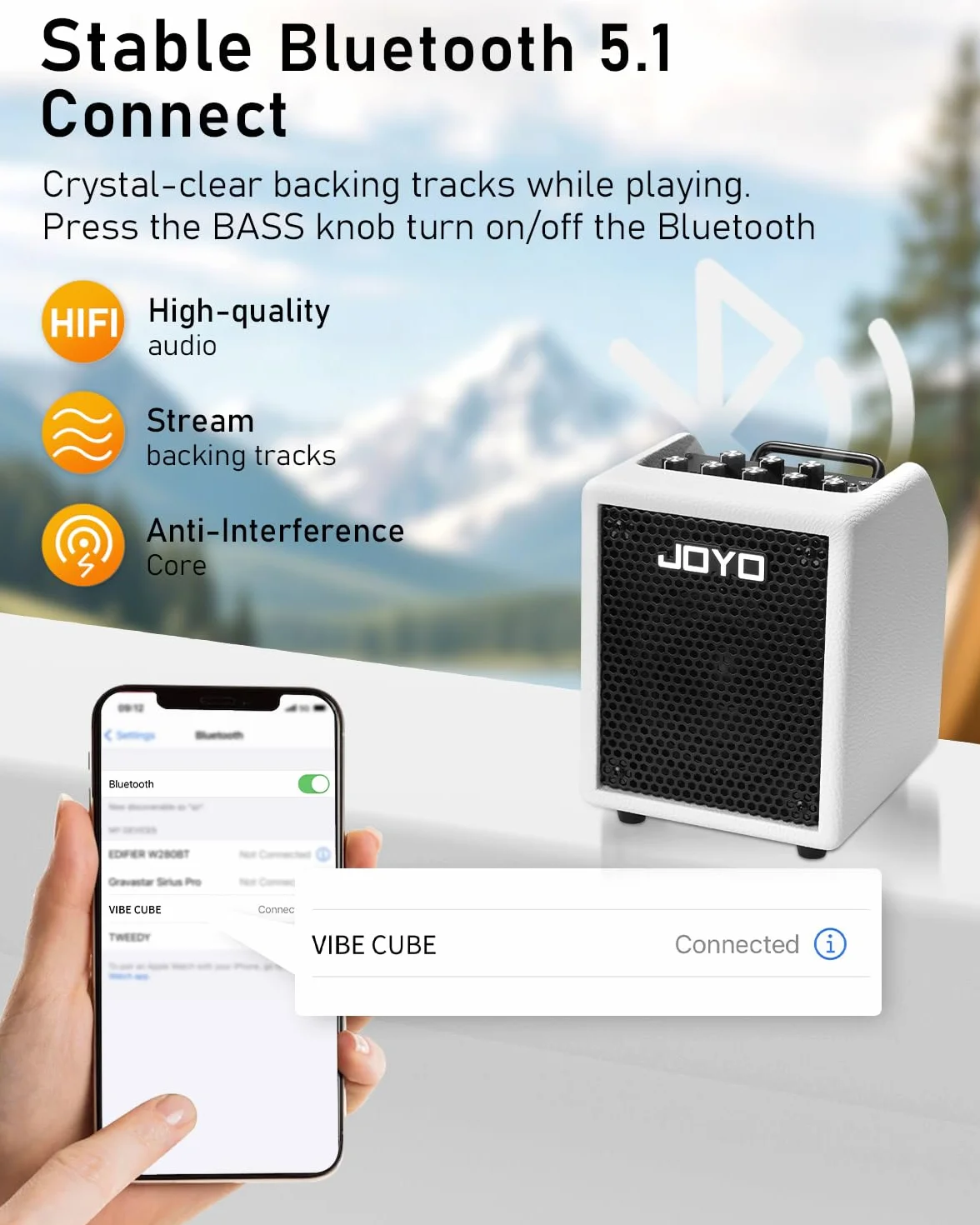 JOYO Amplificatore combinato da 30 W, amplificatore portatile da 4 pollici con EQ a 3 bande e compressore | Bluetooth 5.1 + registrazione diretta OTG | Pratica con cuffie per bassisti, concerti