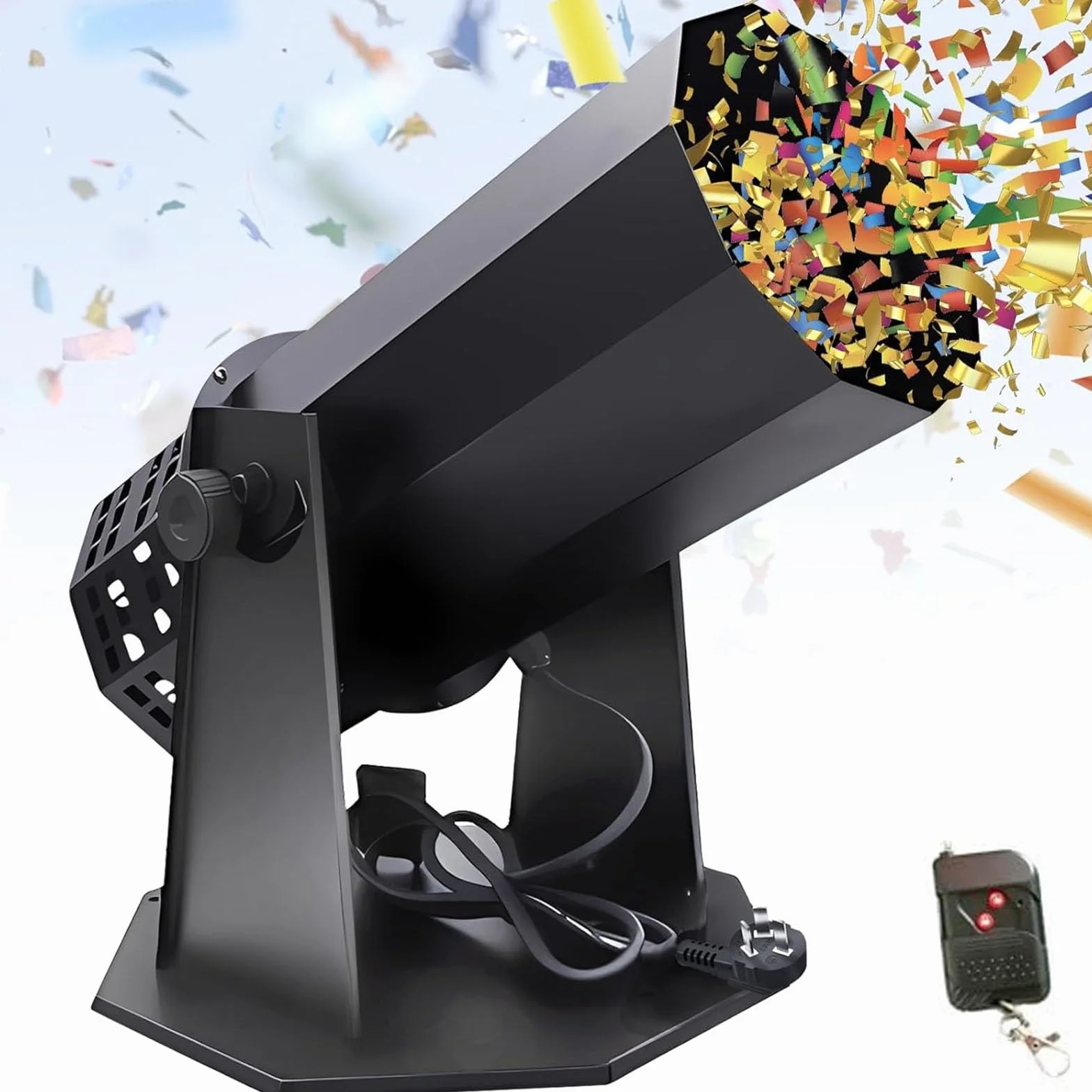Lanciatore di coriandoli elettrico, distanza di spruzzo 8, 10 m, macchina for coriandoli con telecomando, spara coriandoli for DJ, feste, discoteche, matrimoni, palchi, concerti, eventi