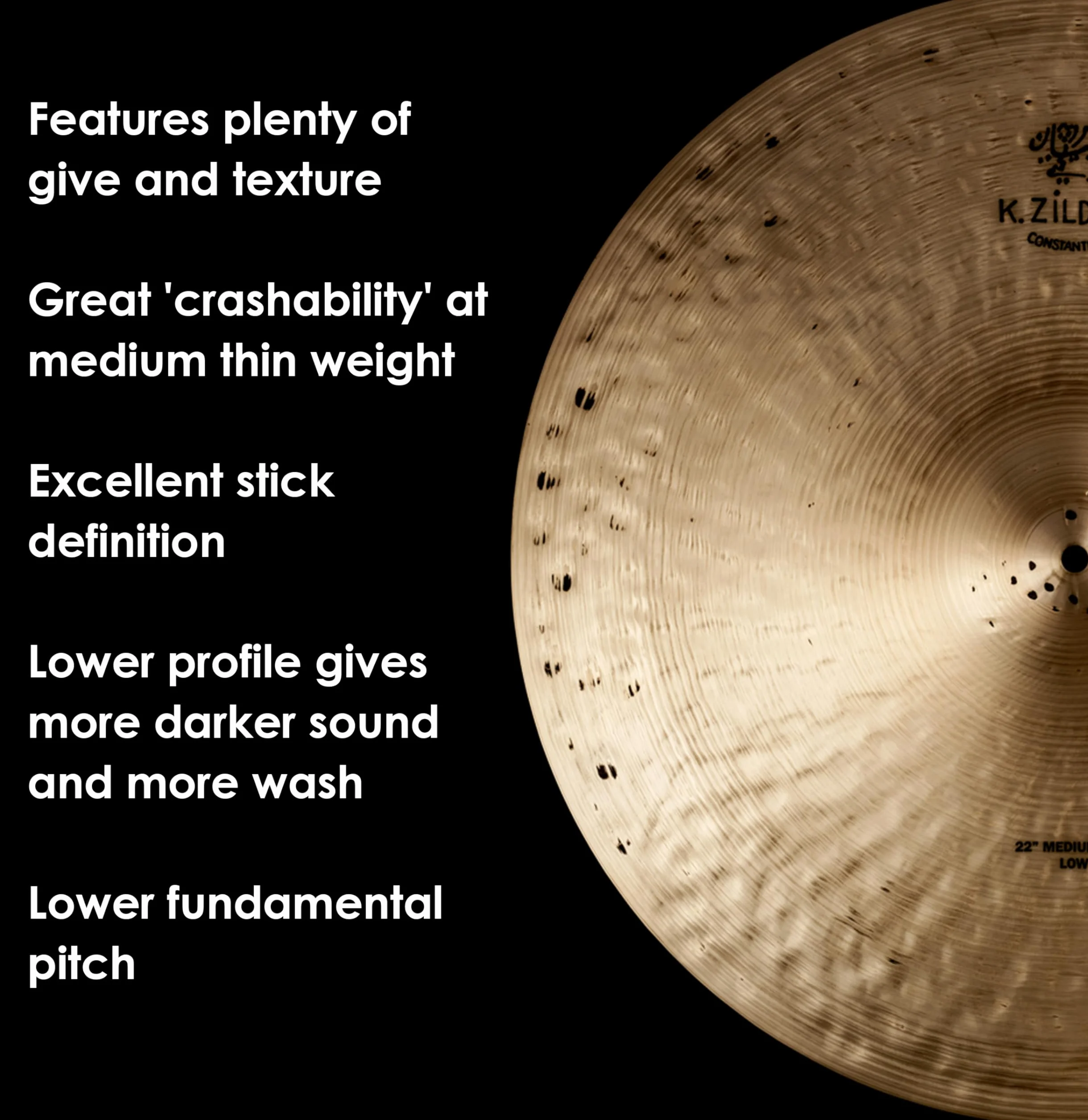 Zildjian K' Constantinople Ride 22", Medium Thin, Low - Piatto Ride