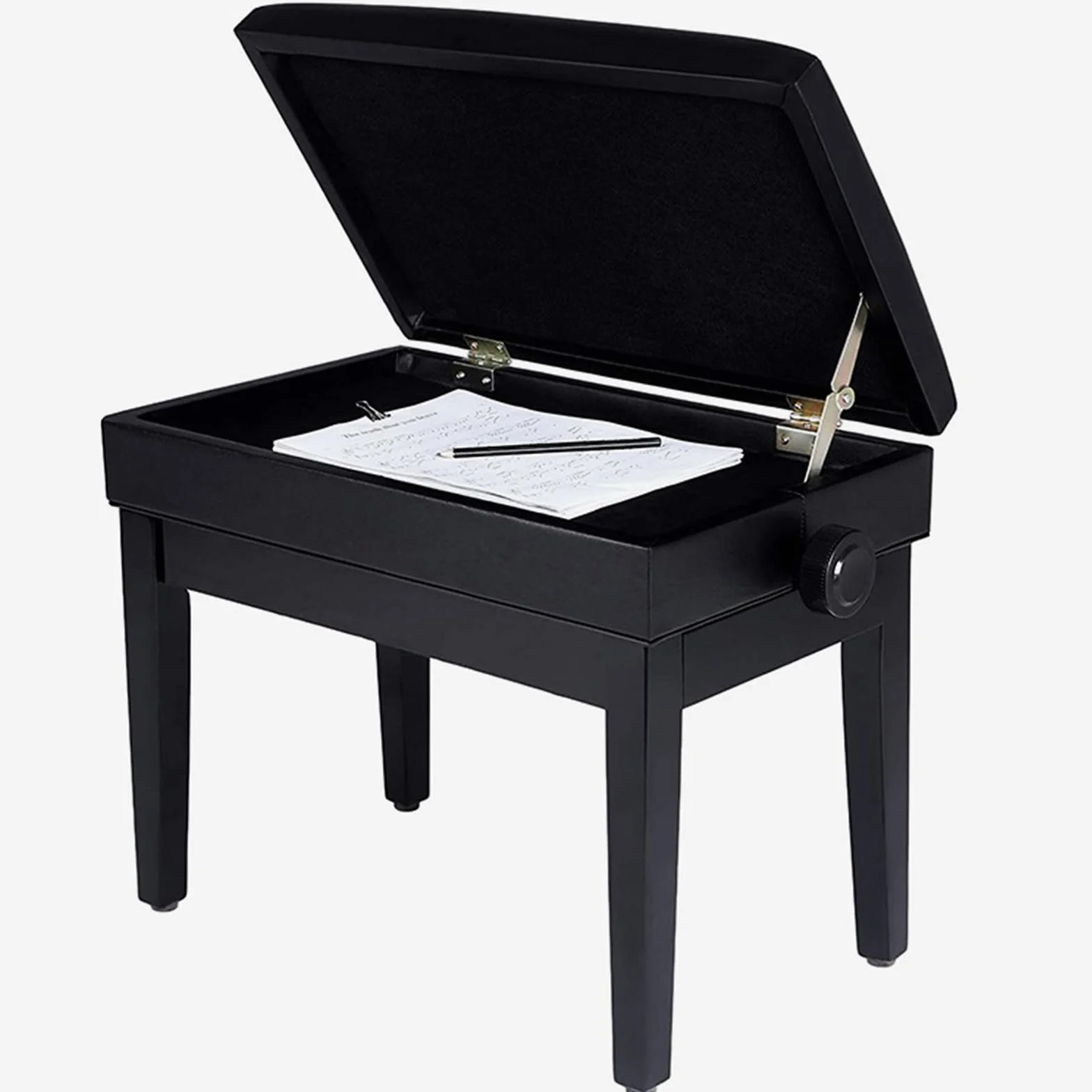 Sgabello per Pianoforte con Altezza Panca per Pianoforte, Sedile Regolabile per Pianoforte con Vano Portaoggetti Sgabello da Toeletta per Spartiti di Musica e Altri Accessori Nero