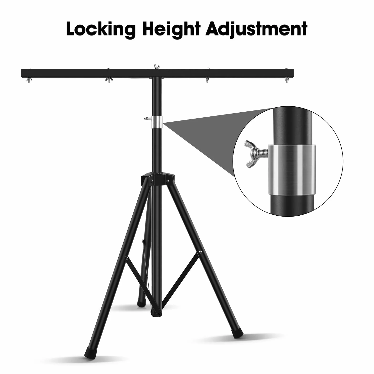 U`King Supporti per Palco con 950 mm Traversa, T-Bar Stativo Luci con Treppiede Stabile per Installare 4 PCS Faretto Par/Teste Mobili, 99 cm-180 cm Altura Ajustable, Carico Massimo 30kg