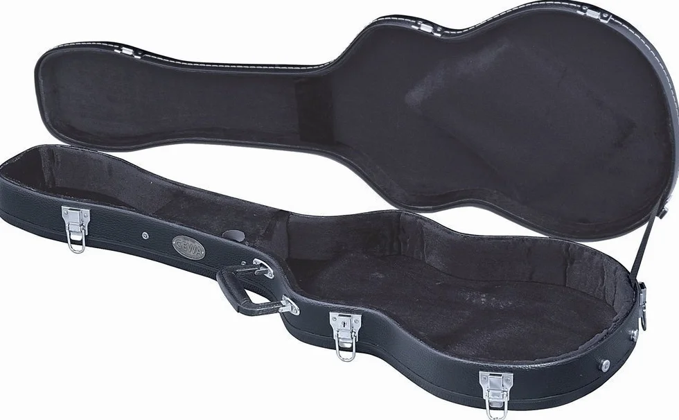Custodia per chitarra GEWA ES335 Semi Acustica Flat Top Economy - nucleo in legno - coperchio piatto - rivestimento in similpelle nero opaco - serrature cromate - scomparto per accessori