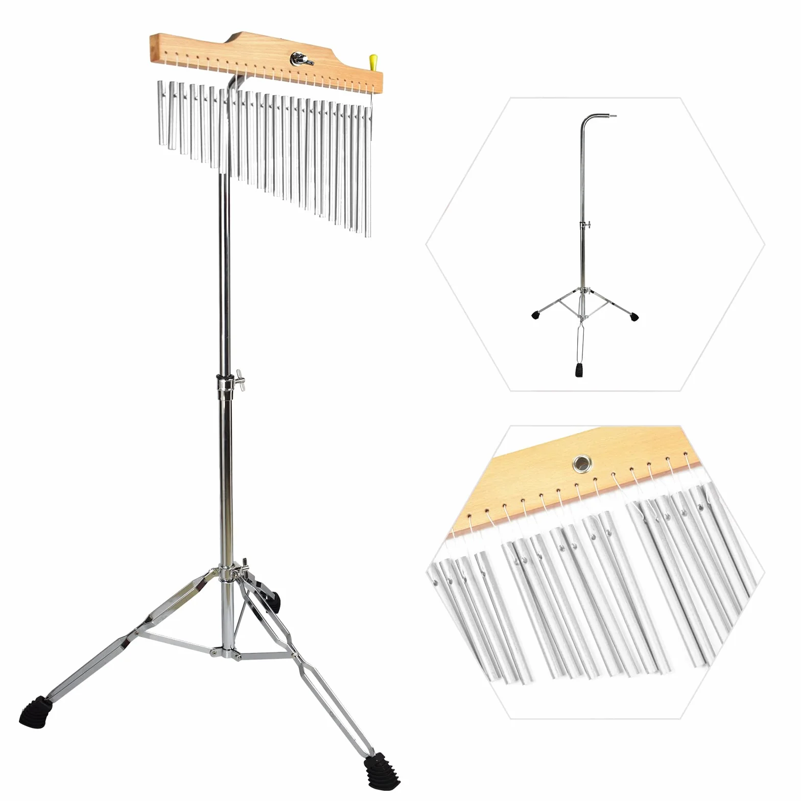 ENNBOM Carillon da bar con supporto regolabile 25 note 36 note a fila singola Wind Chime strumento a percussione musicale (25 note, argento satinato)