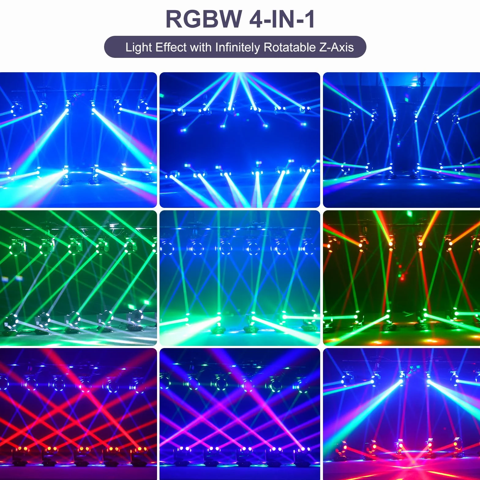 240W Teste Mobili Beam Luci Discoteca LED RGBW 3 assi Luce Rotazione infinita Faretto Moving Head per DJ Discoteca Natale Club Spettacolo Bar Festa Palcoscenico