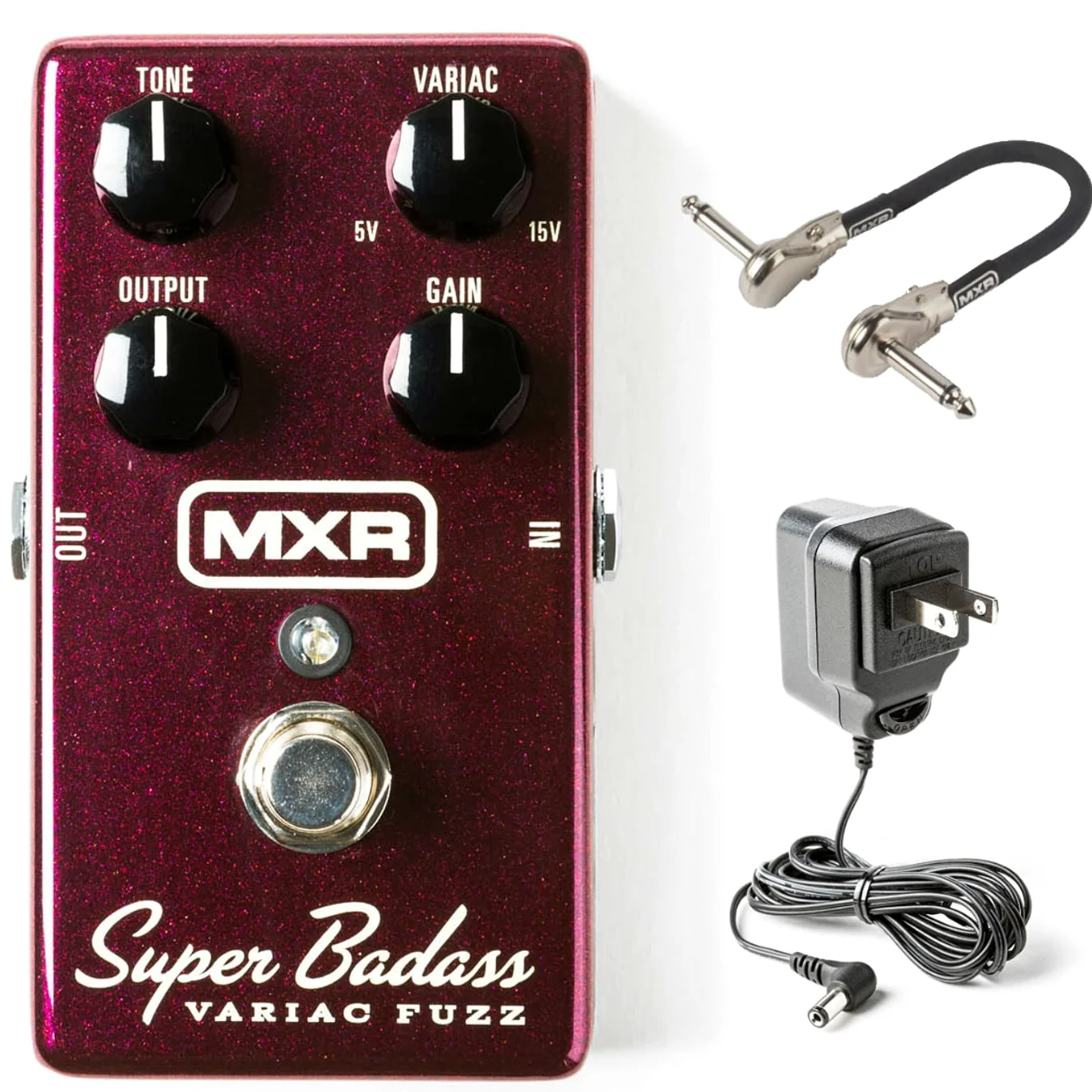 MXR M236 Super Badass Variac Fuzz Pedal Bundle con alimentatore Dunlop ECB003 e cavo patch MXR