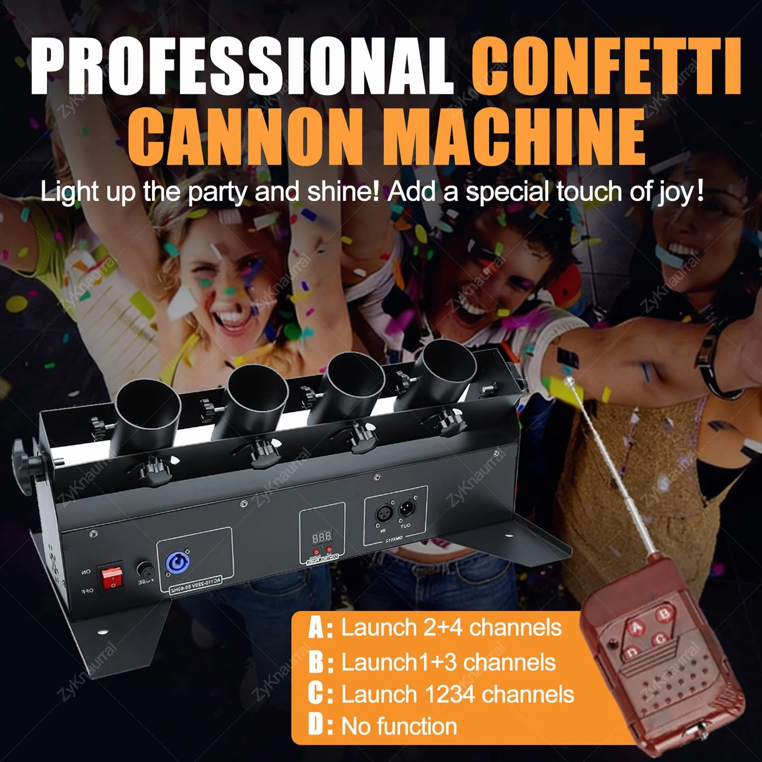 Macchina Lancia Coriandoli - Macchina per Effetti Coriandoli a 4 Teste, Macchina Elettrica per Cannone Coriandoli Con Dmx512 E Telecomando per Matrimoni, Spettacoli in Discoteca, Club, Palco