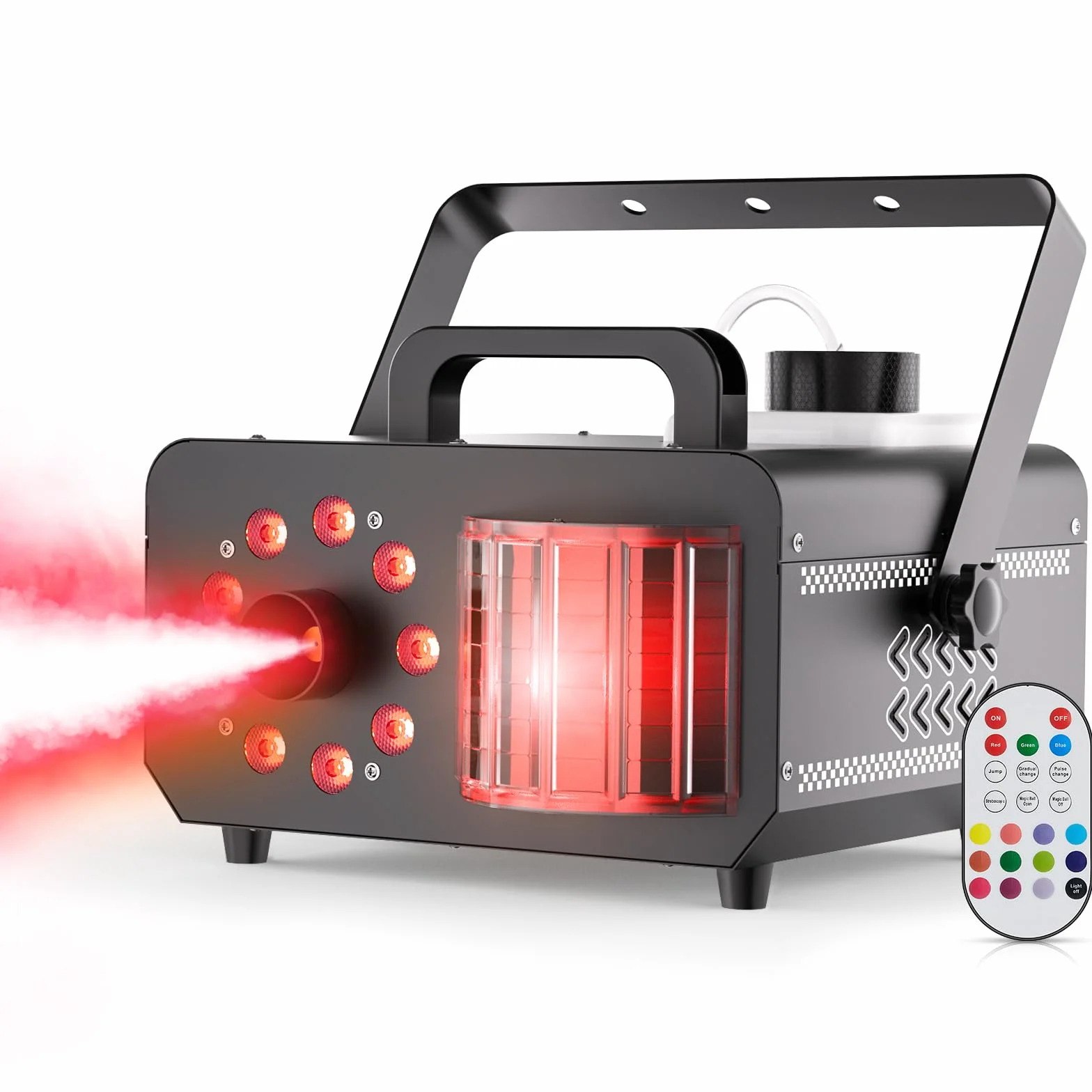 Macchina per il fumo da 1200 W, con effetto magico a sfera e 9 LED RGB, 4 modalità dinamiche + 14 colori ambientali statici, telecomando senza fili, per DJ, Halloween, eventi sul palcoscenico