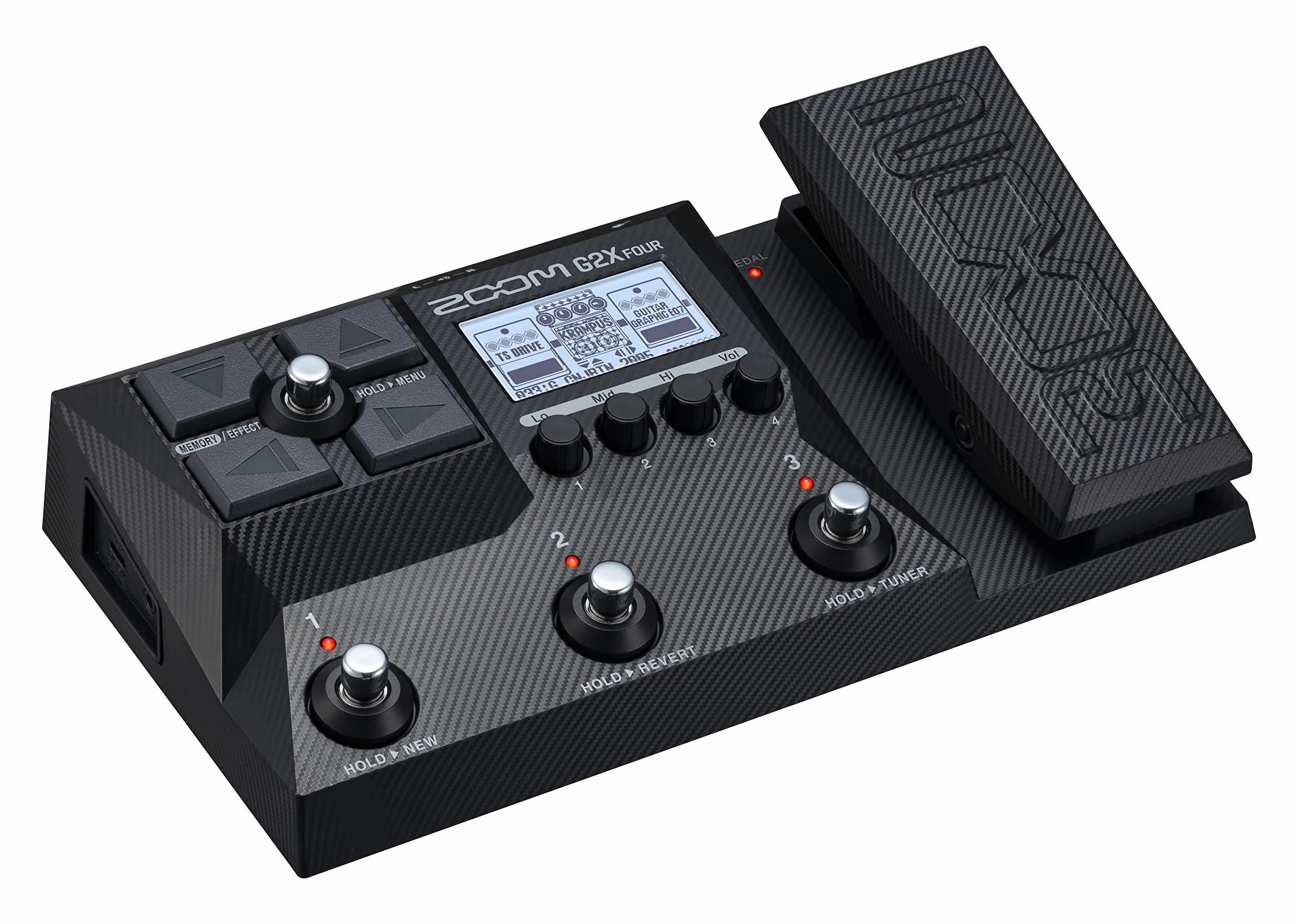 Zoom - G2X FOUR - Pedaliera multieffetto per chitarra con pedale di espressione, IR multistrato, oltre 75 effetti incorporati, looper, sezione ritmica, sintonizzatore, interfaccia audio, leggero