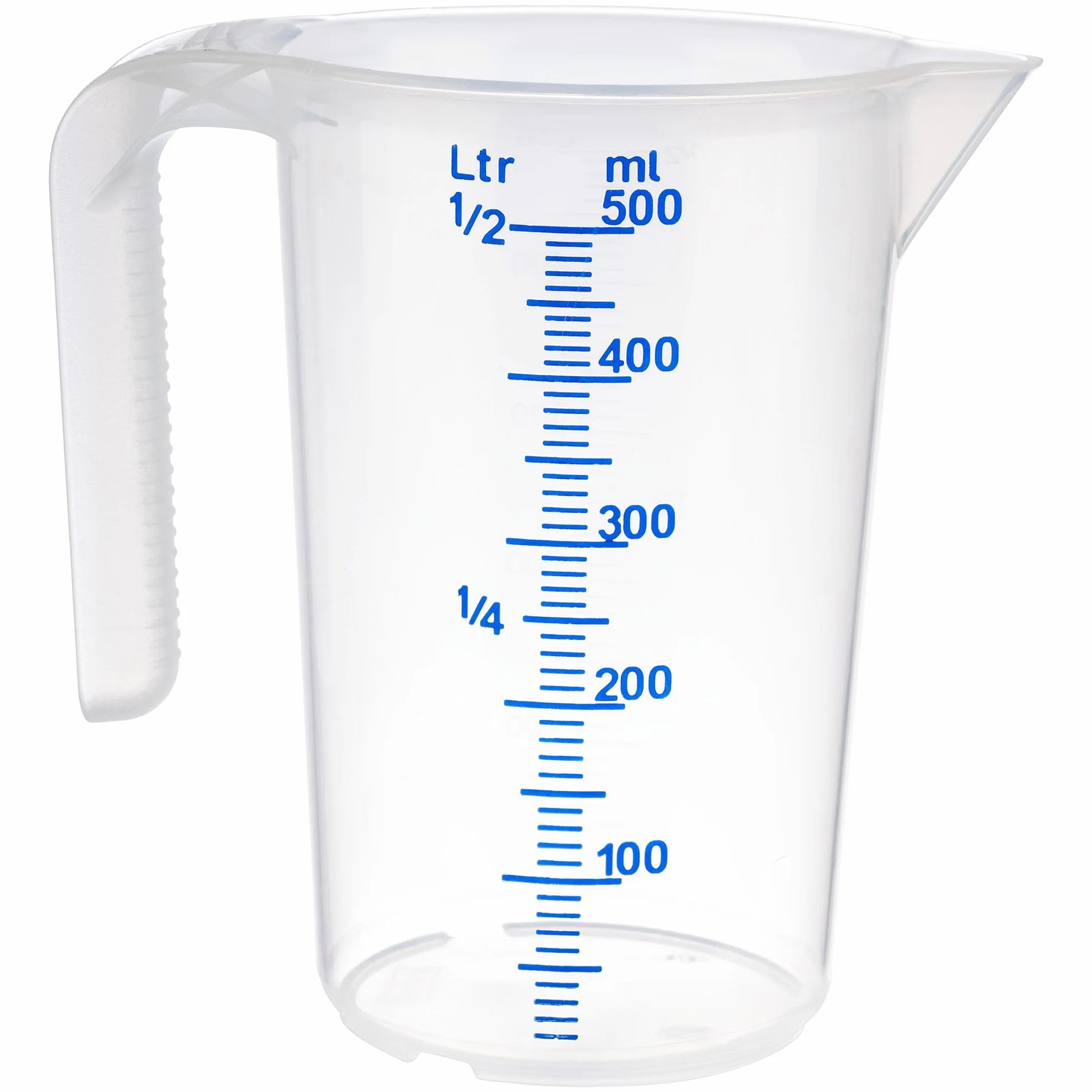 APS Misurino 0,5 litri, diametro 9 x altezza 14 cm, bicchiere in plastica con scala esterna in rilievo, manico aperto, graduazione L/ml, lavabile in lavastoviglie