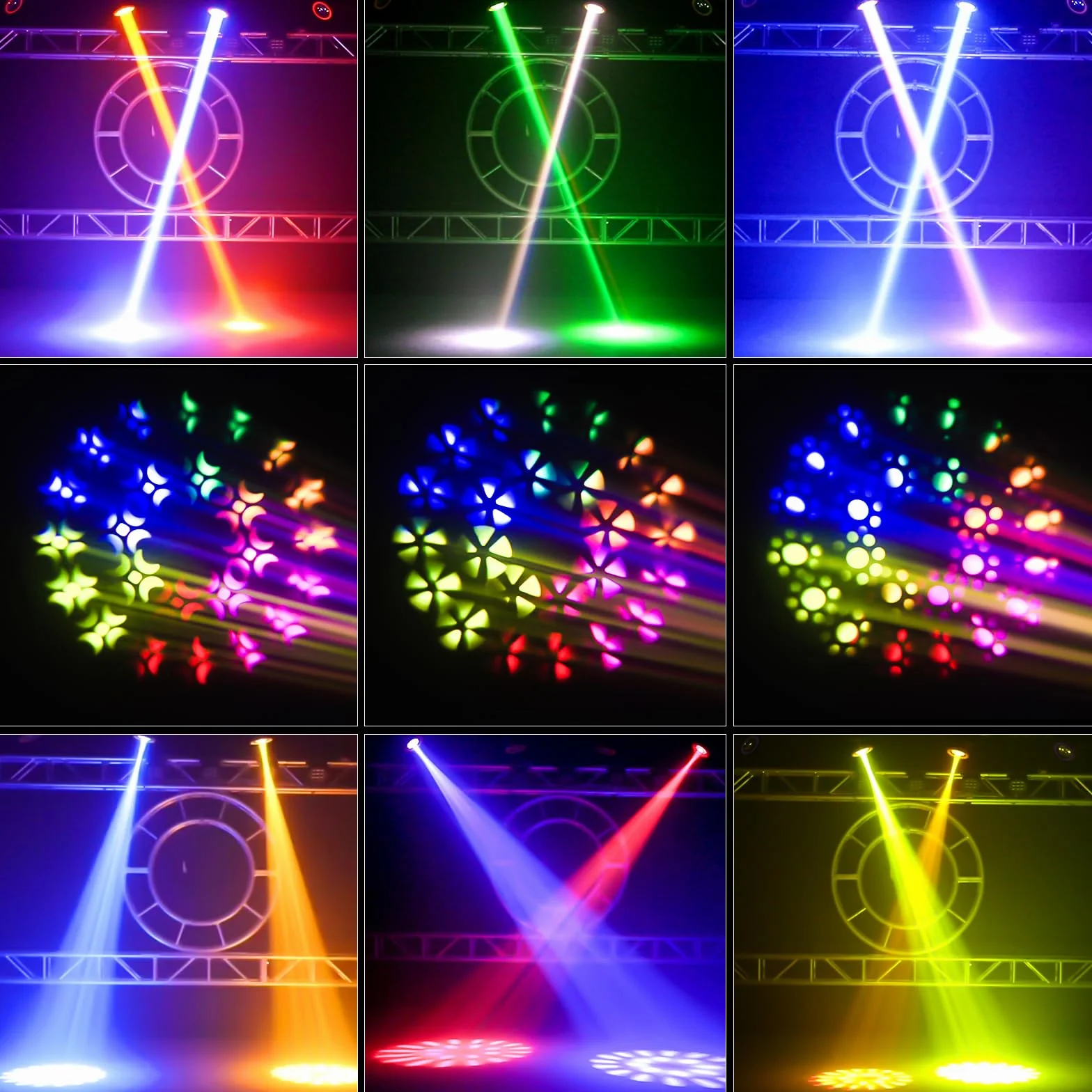 230W 7R LED Moving Heads, DMX512 Disco Stage Spot Beam with 24 Prism 4 Modes Control Light Party for Wedding DJ Party Live Band Show (2 Piece)