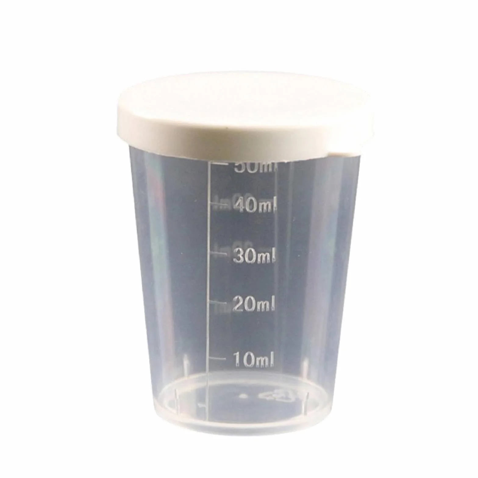 Bicchiere dosatore in plastica trasparente con coperchio, dosatore multiuso per medicina liquida, cucina e artigianato, facile da leggere, graduato (50 ml)
