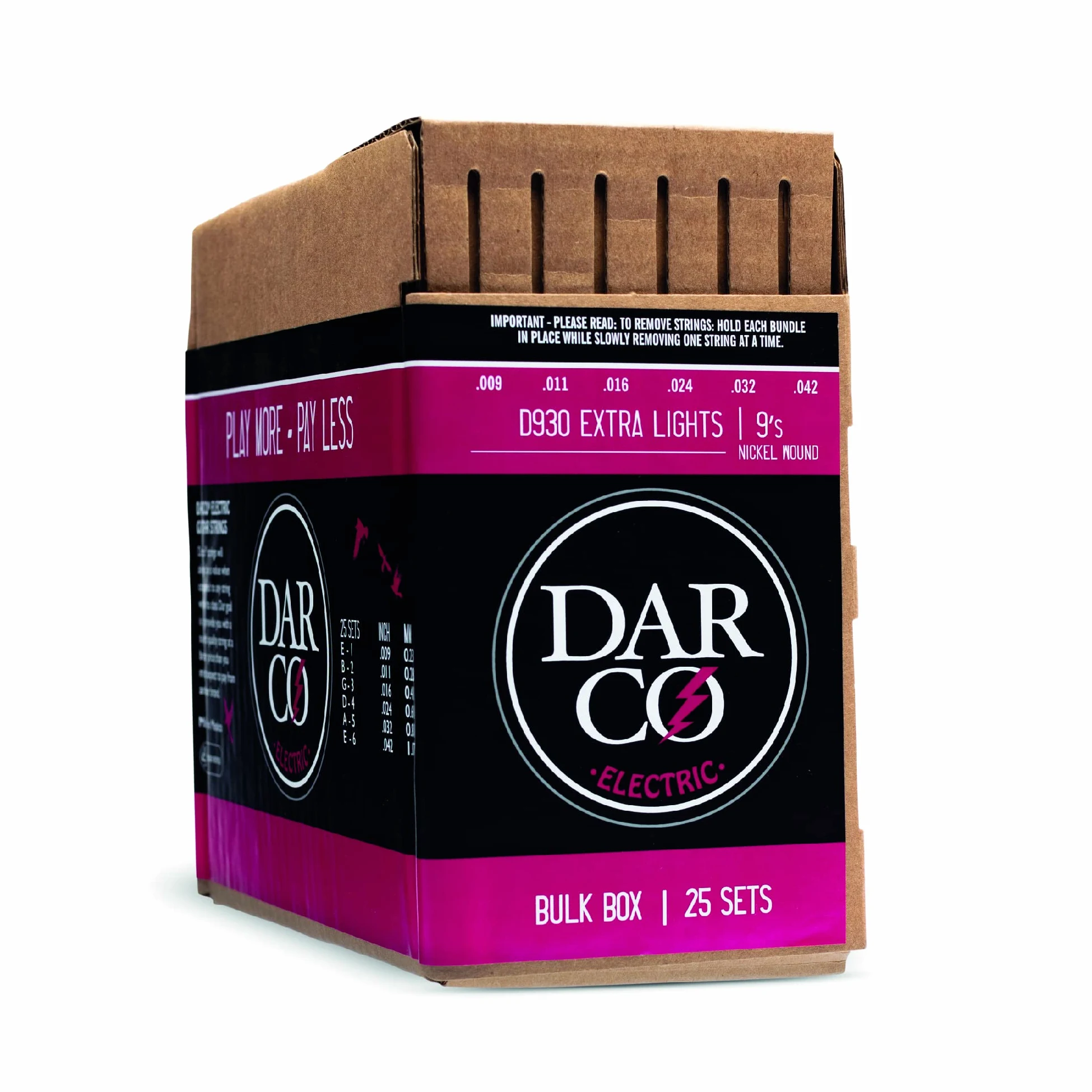 DARCO - Box da 25 Mute di corde Darco Electric Extra Light Nickel Wound 9-42.